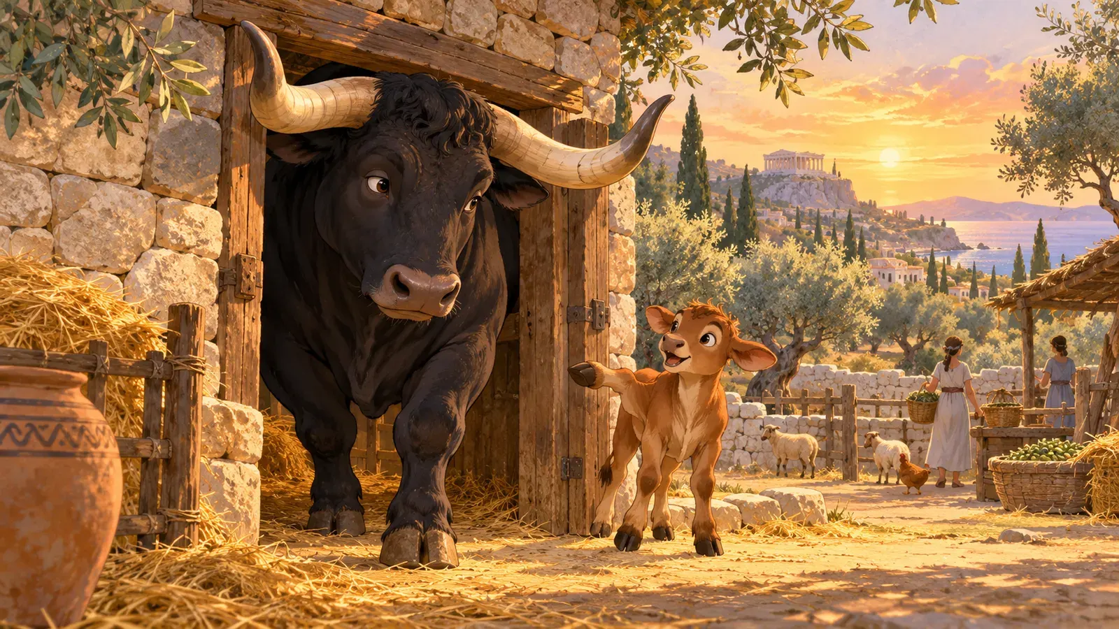 The Bull and the Calf（雄牛と子牛）の挿絵