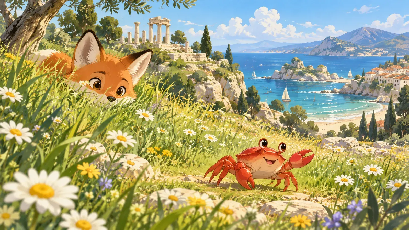 The Crab and the Fox(カニとキツネ)の挿絵