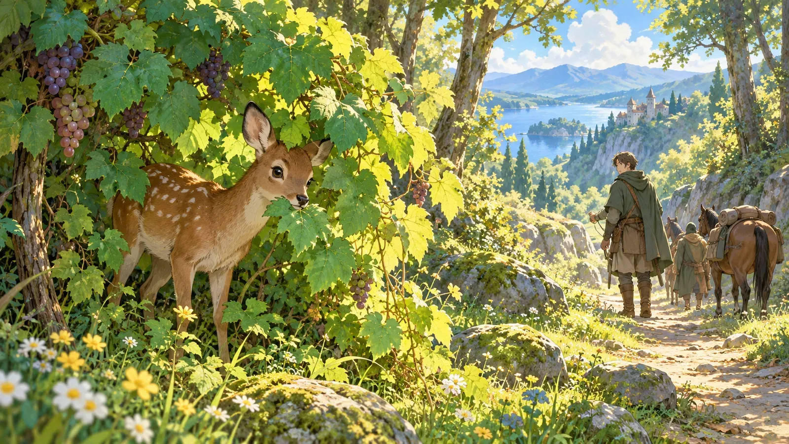 The Deer and the Grapevine（シカとブドウの木）の挿絵