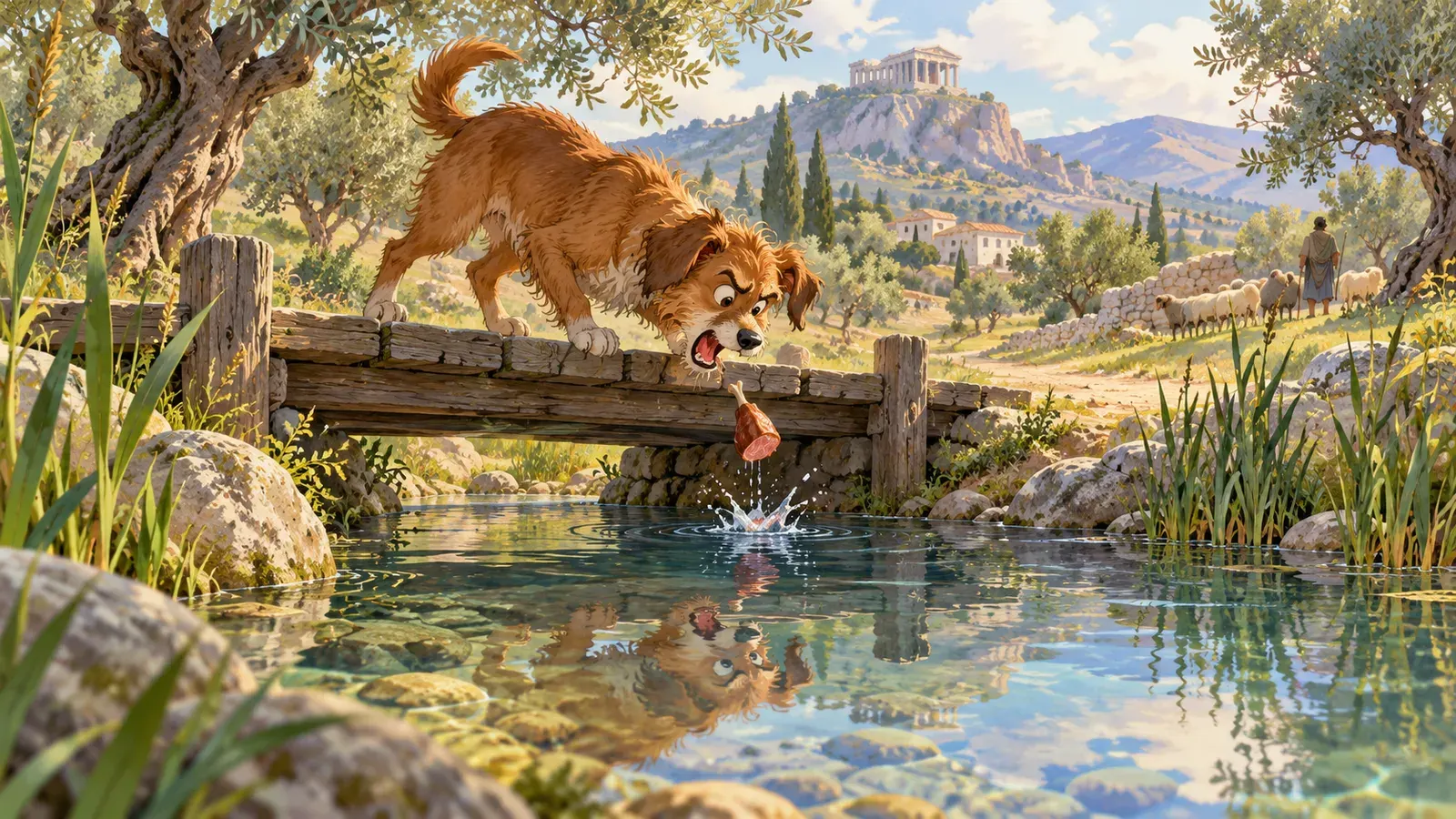 The Dog and the Shadow（よくばりな犬（犬と影））の挿絵