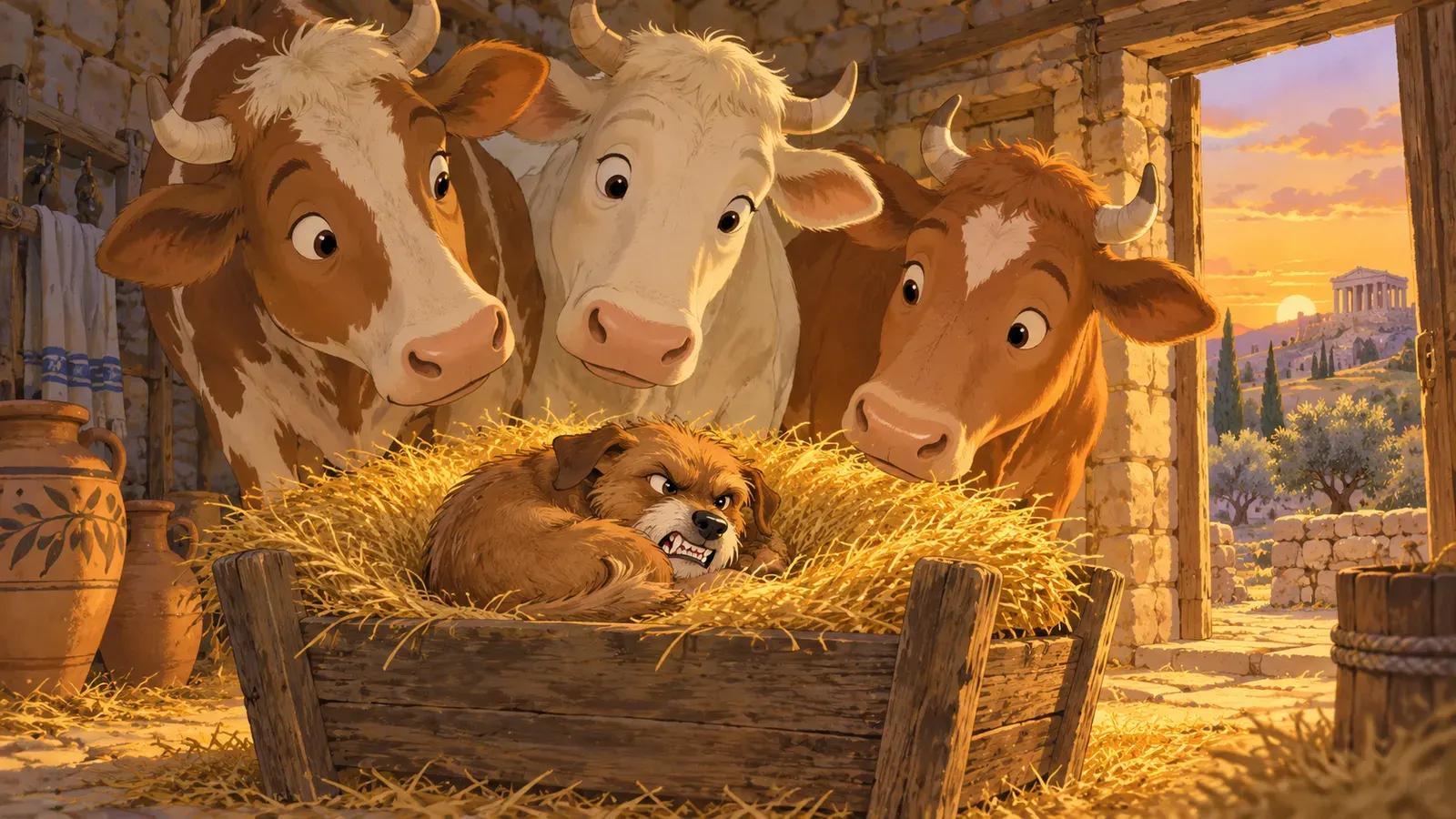 The Dog in the Manger(かいば桶の中の犬)の挿絵