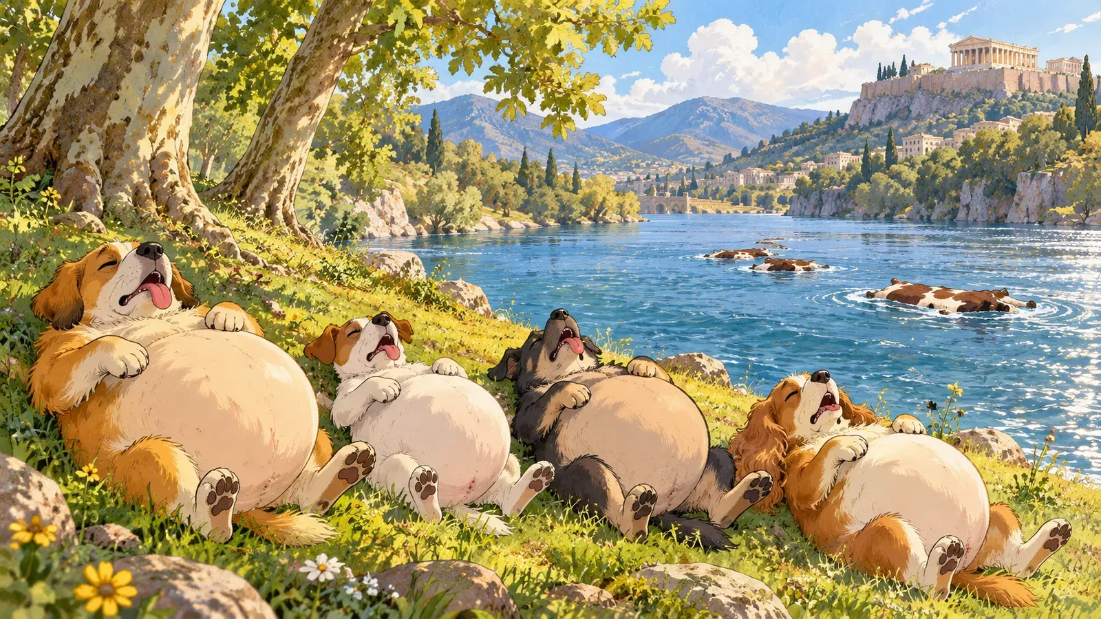 The Dogs and the Hides(犬たちと牛の皮)の挿絵