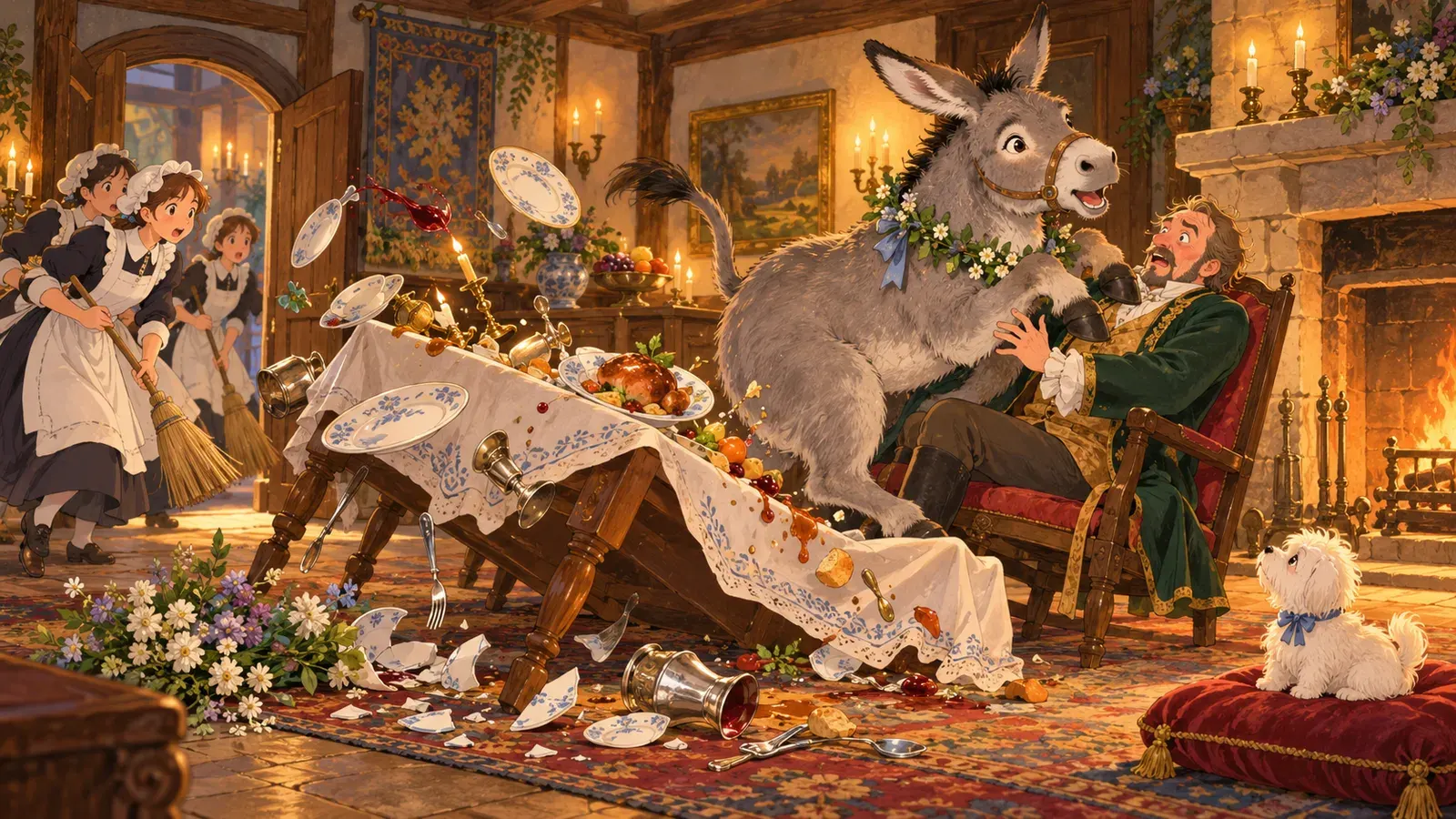 The Donkey and the Little Dog（ロバと小犬）の挿絵