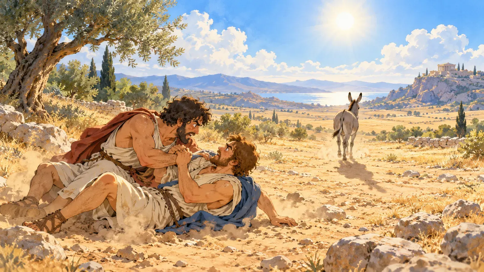 The Donkey and His Shadow(ロバの影)の挿絵