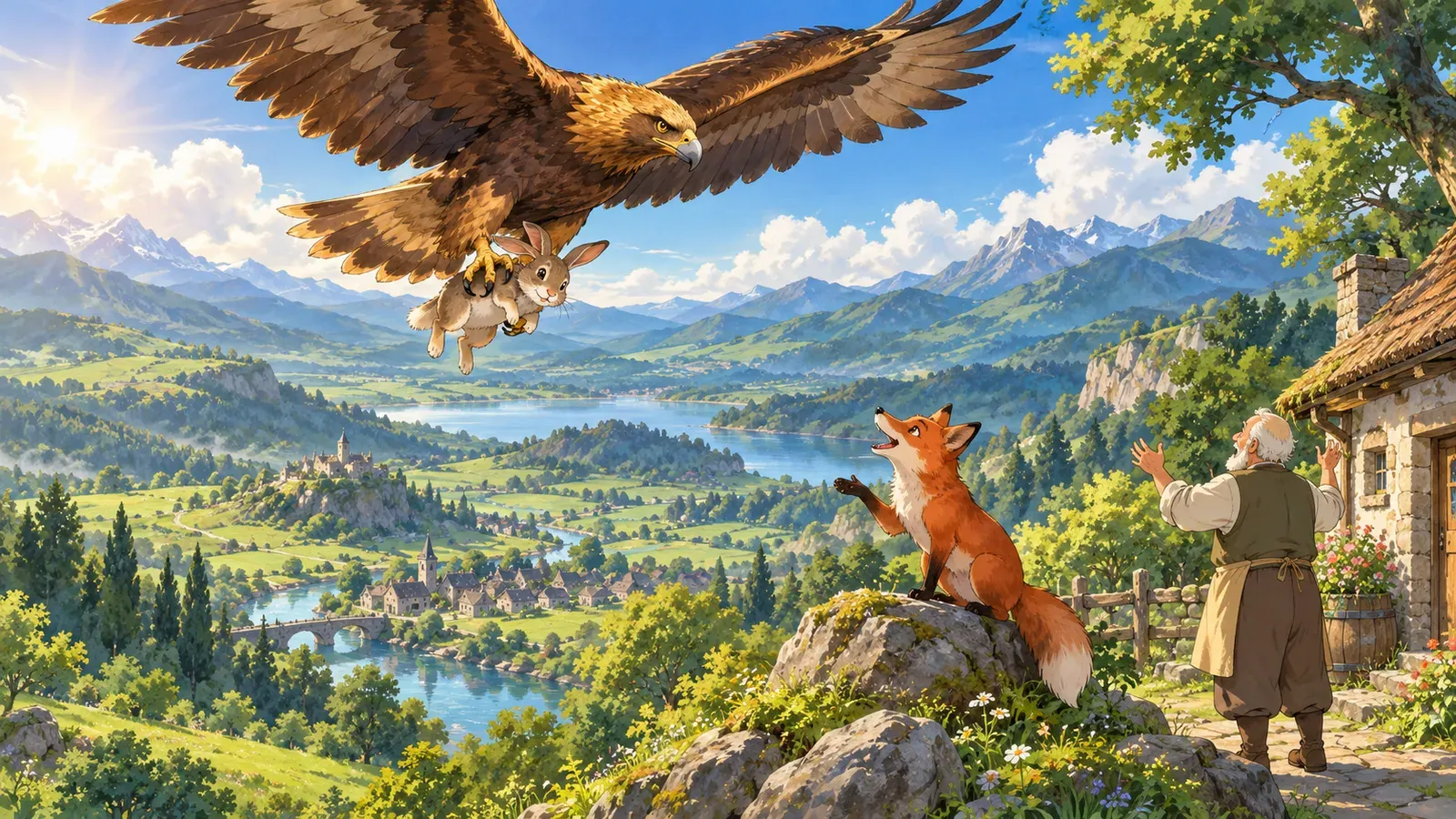 The Eagle and His New Owner（ワシとつかまえた男）の挿絵