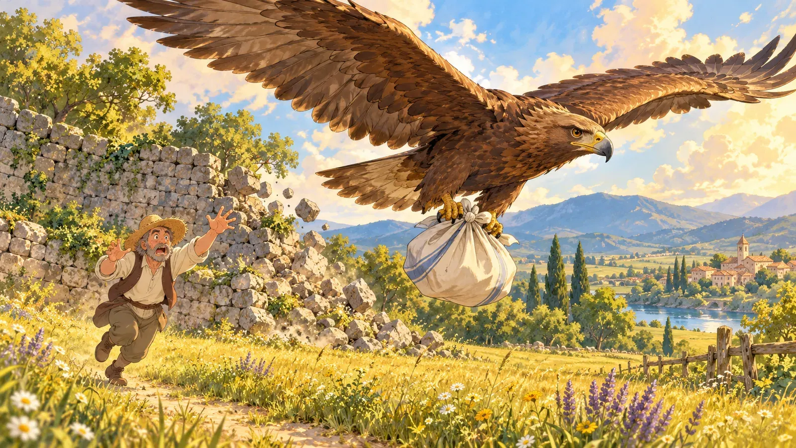 The Farmer and the Eagle(農夫とワシ)の挿絵