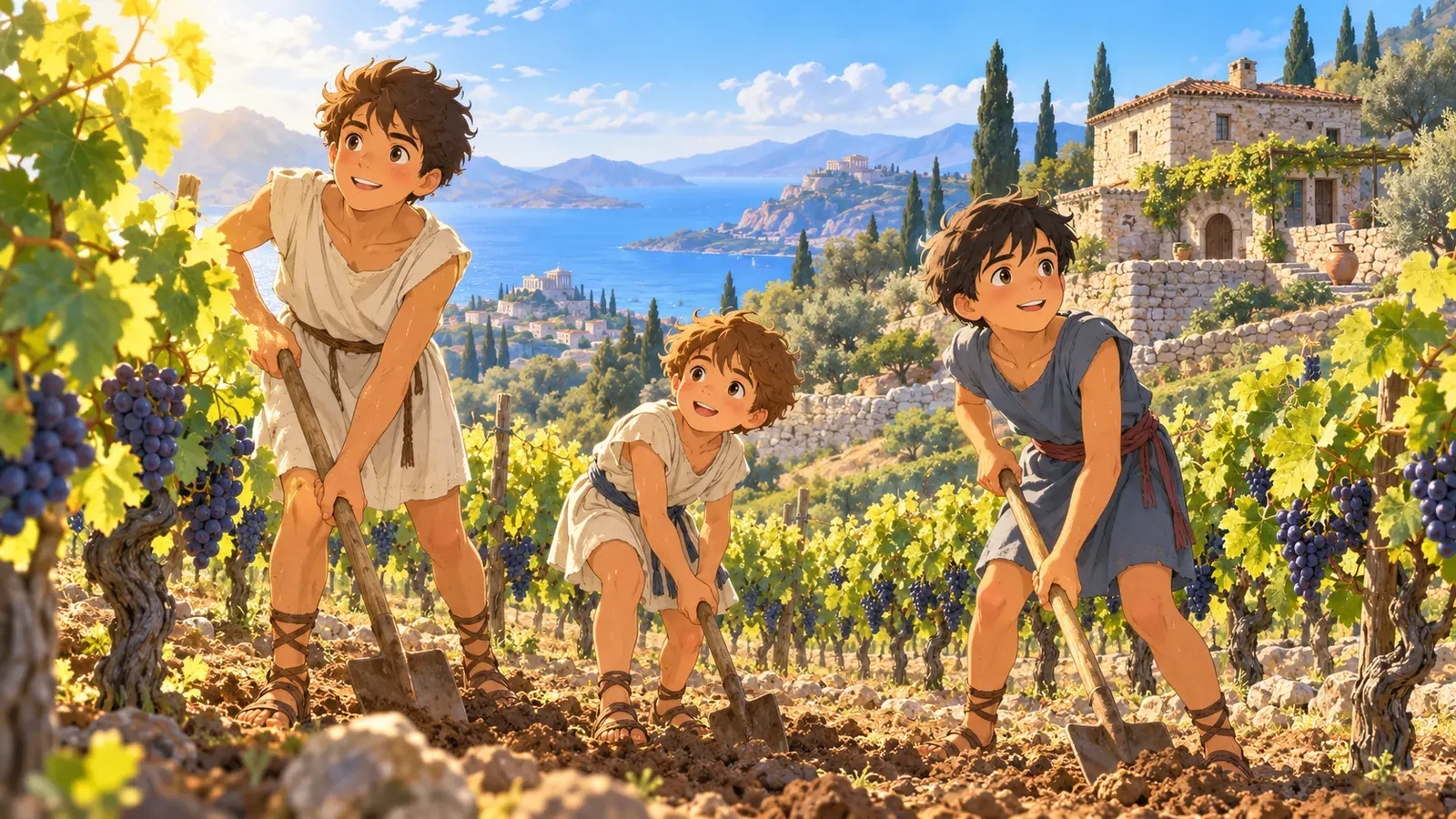 The Farmer and His Sons(農夫と息子たち)の挿絵