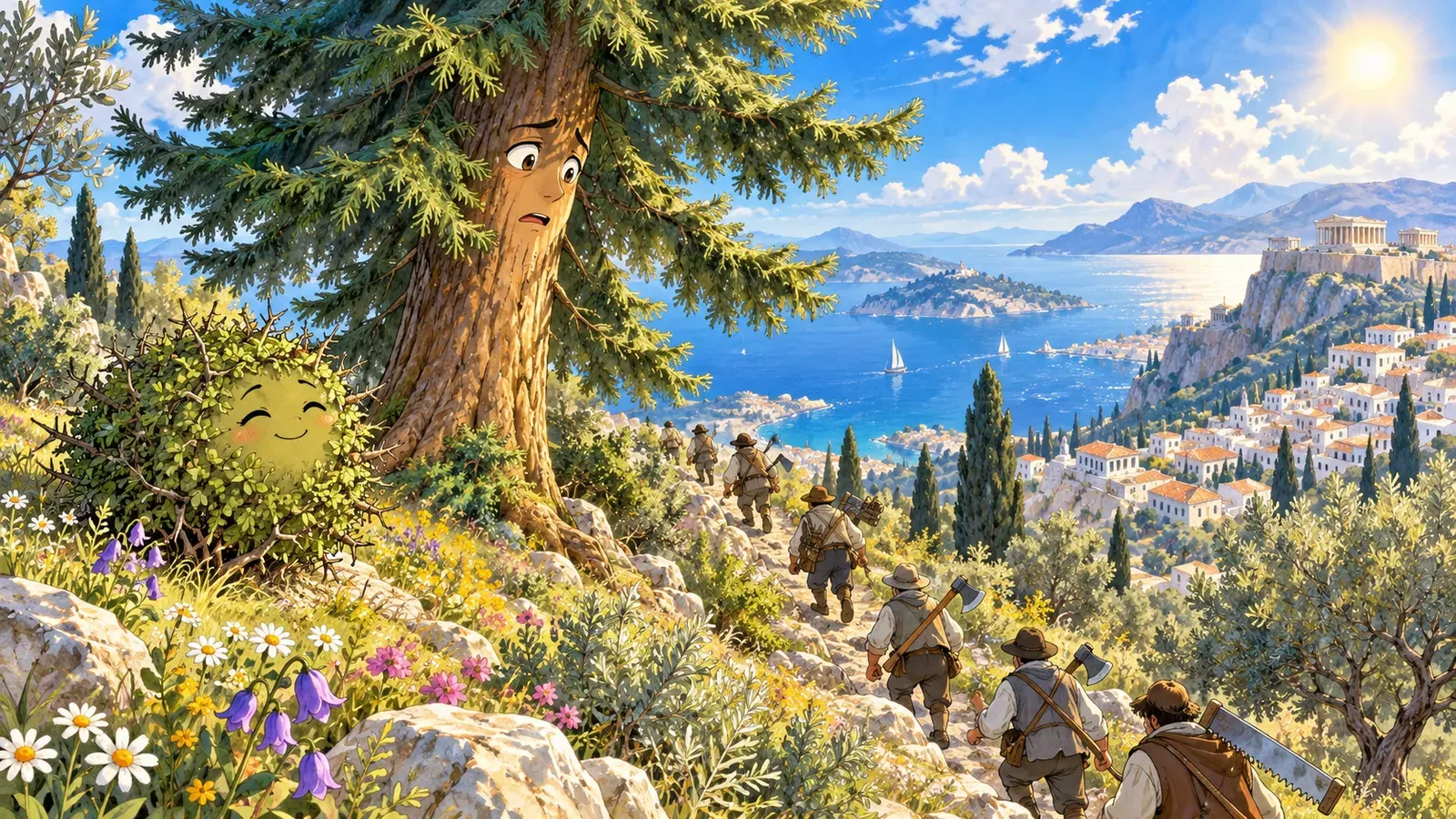 The Fir Tree and the Thornbush（モミの木とイバラ）の挿絵