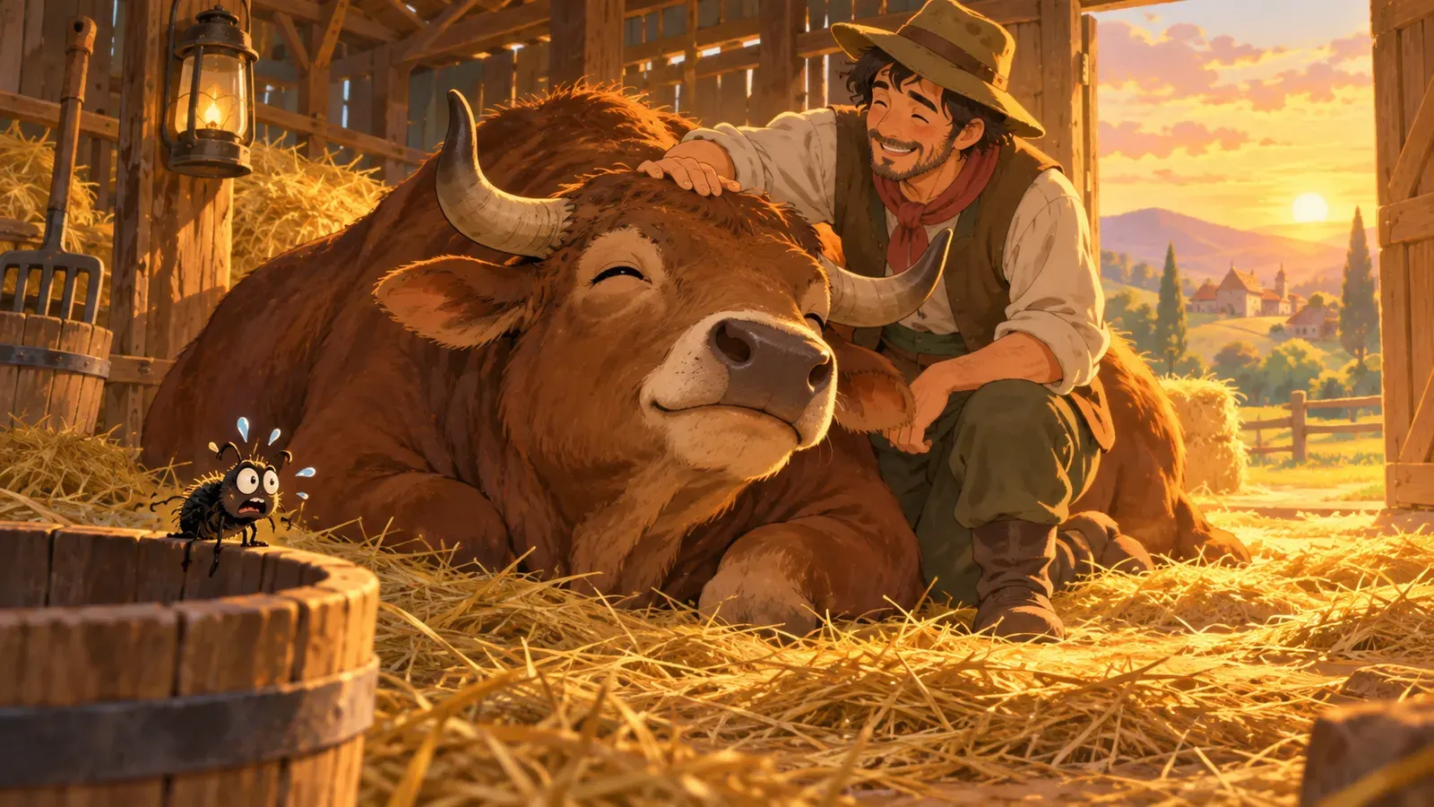The Flea and the Ox(ノミと雄牛)の挿絵
