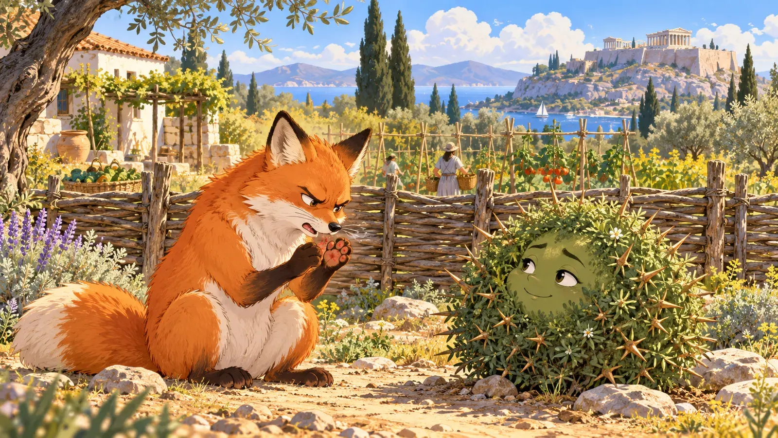 The Fox and the Thornbush(キツネとイバラ)の挿絵
