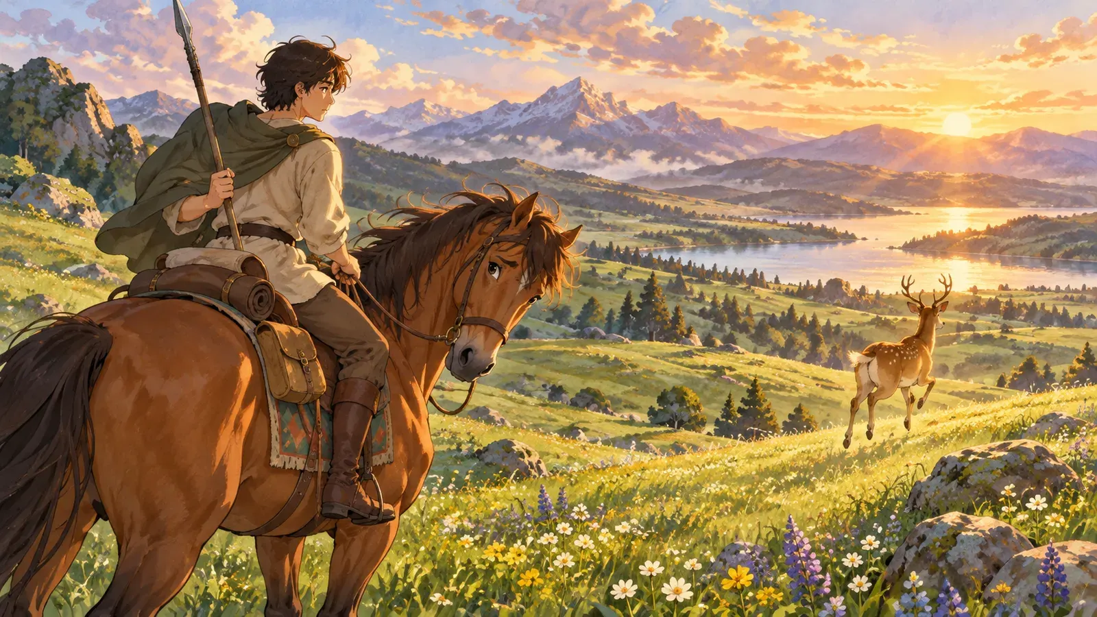 The Horse and the Deer（馬とシカ）の挿絵