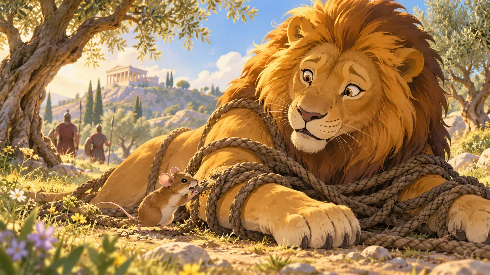The Lion and the Mouse（ライオンとネズミ）の挿絵