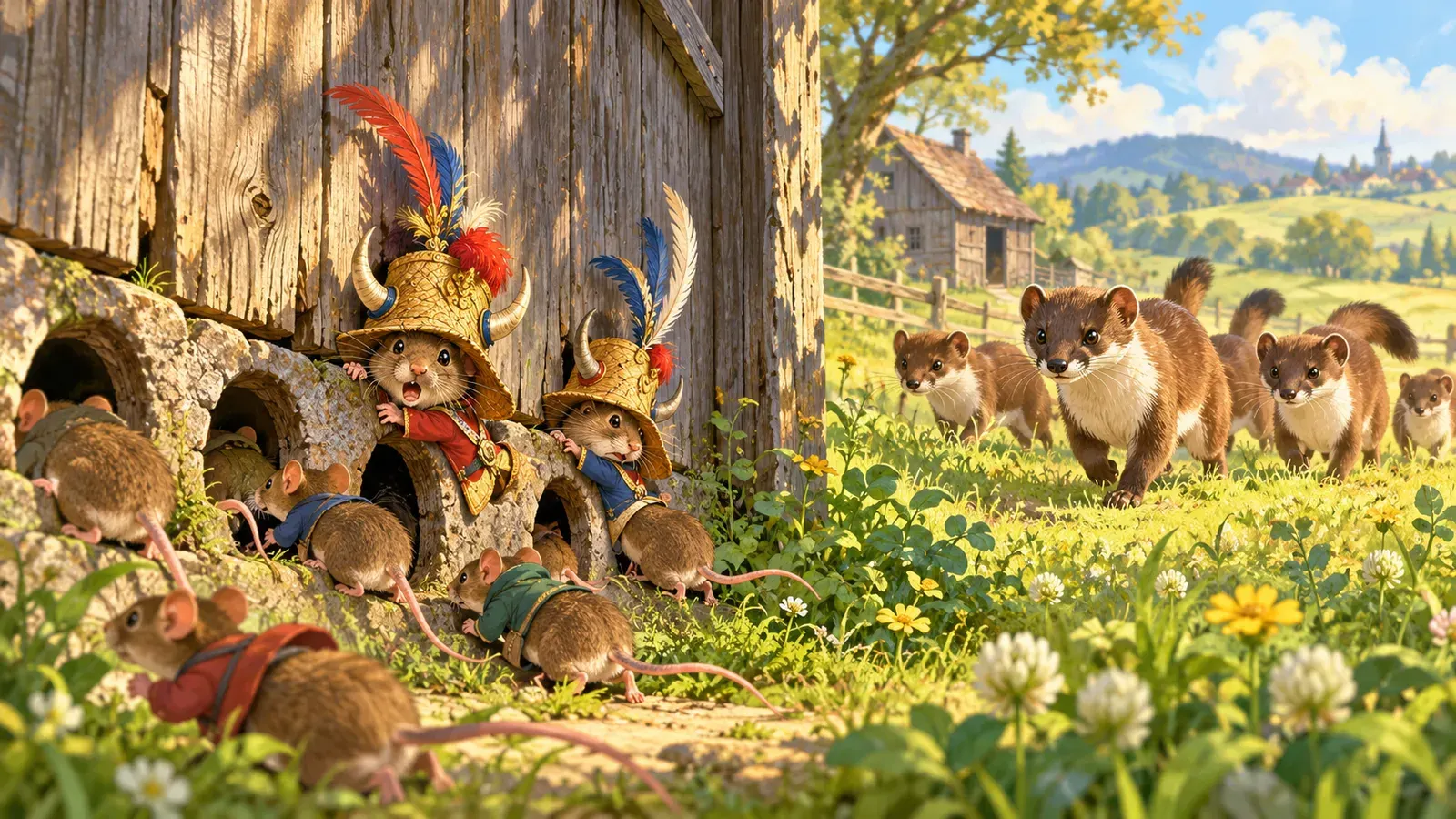 The Mice and the Weasels(ネズミとイタチの戦争)の挿絵