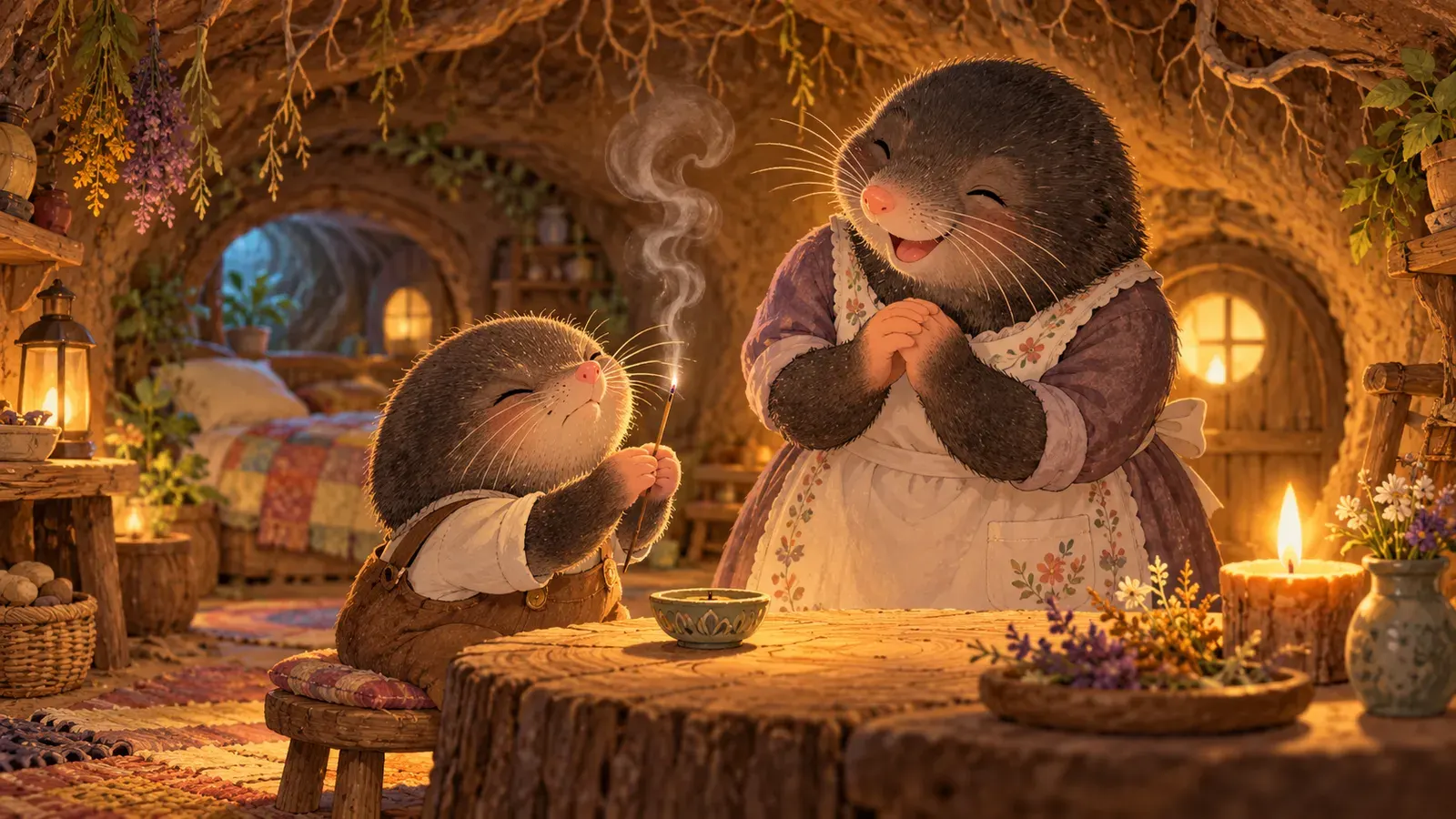 The Mole and His Mother(モグラとお母さん)の挿絵