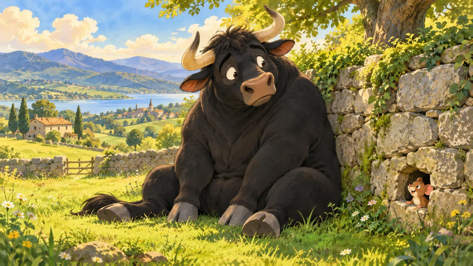The Mouse and the Bull(ネズミと雄牛)の挿絵