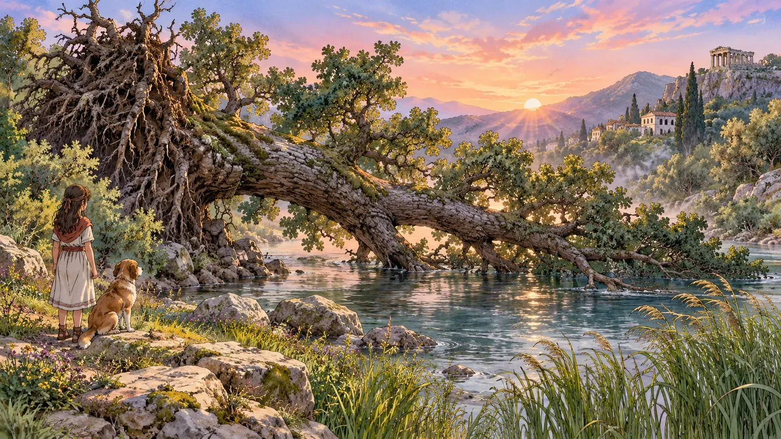 The Oak and the Reeds（カシの木とアシ）の挿絵