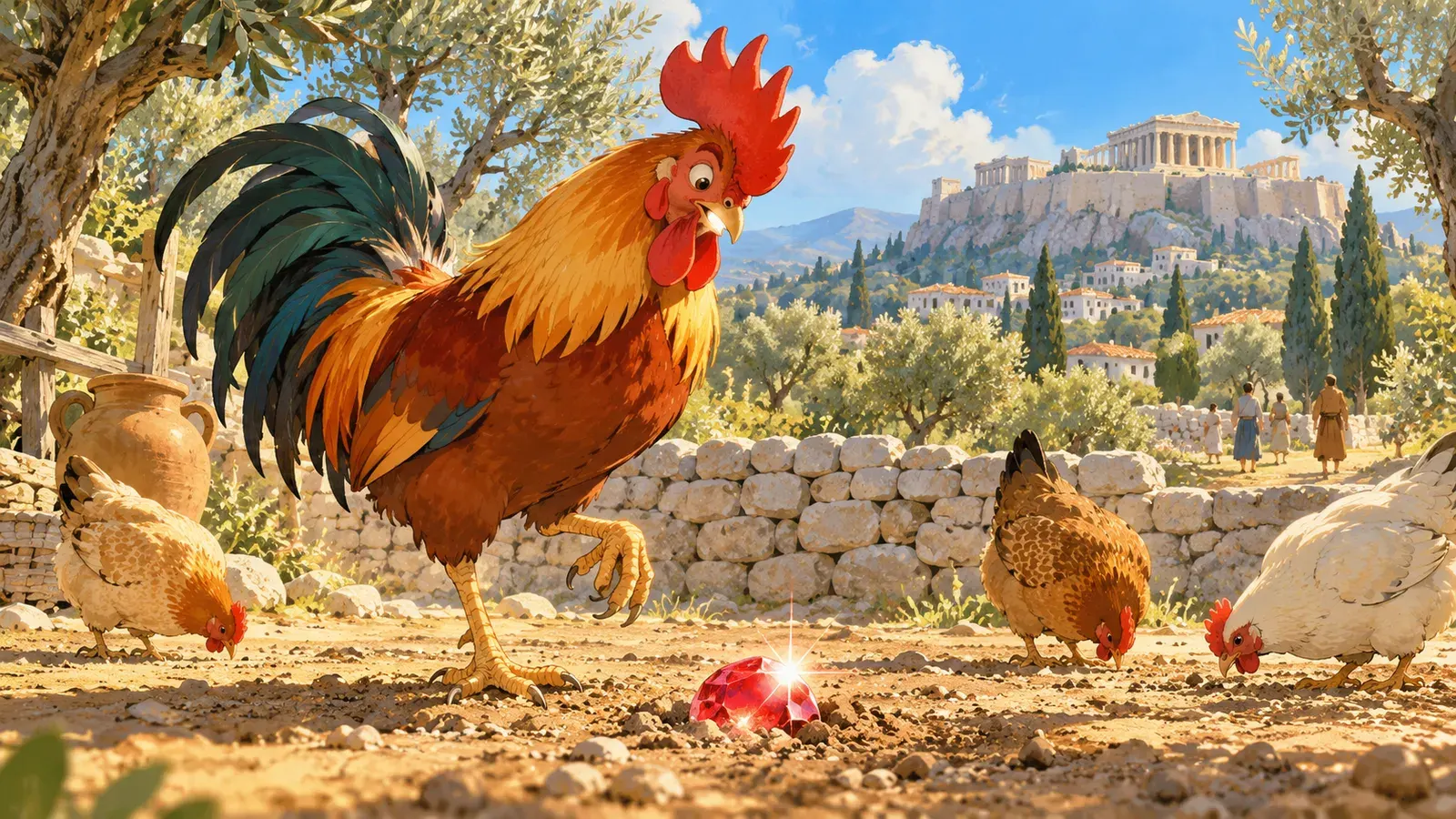 The Rooster and the Jewel（オンドリと宝石）の挿絵
