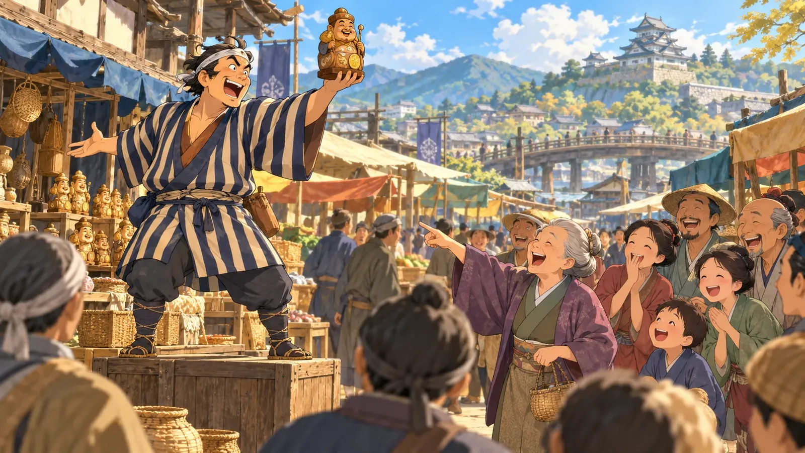 The Seller of the Lucky Statue（神像を売る男）の挿絵