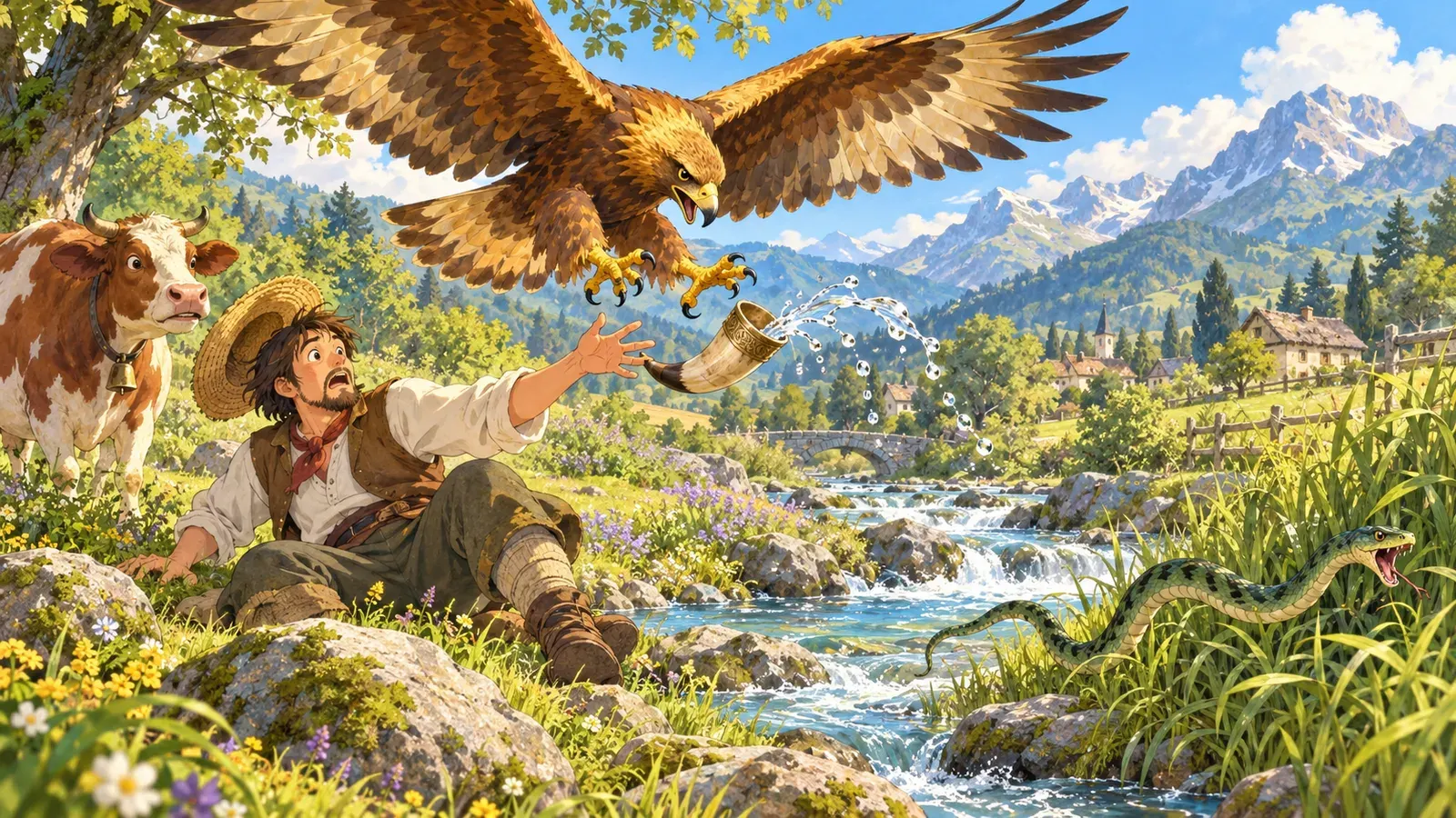 The Snake and the Eagle(ヘビとワシ)の挿絵