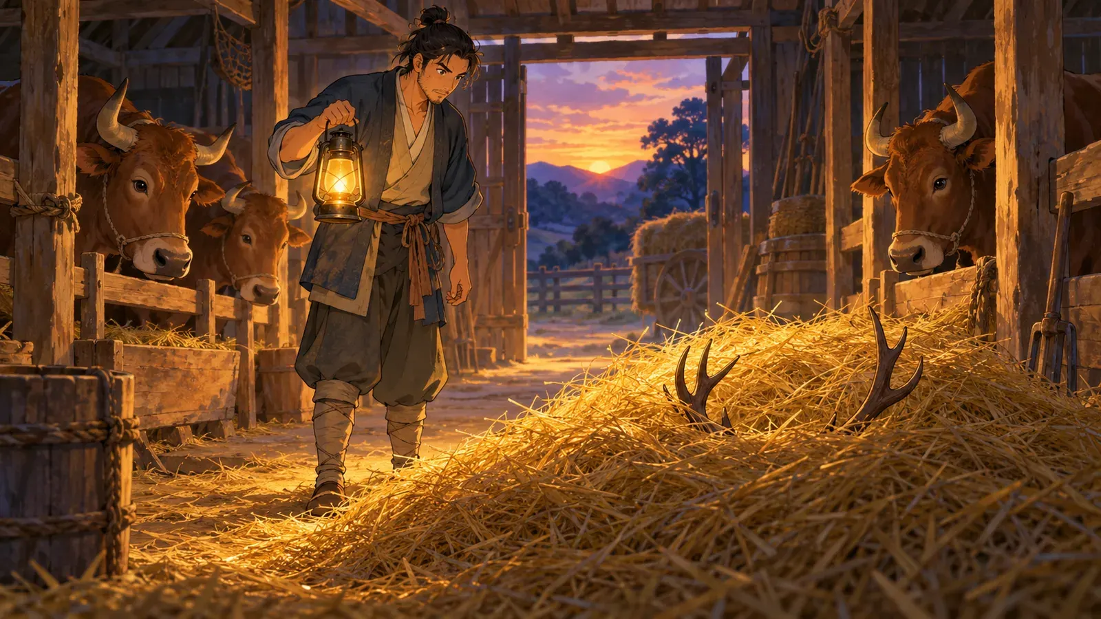 The Stag in the Ox-Stall(牛小屋にかくれたシカ)の挿絵