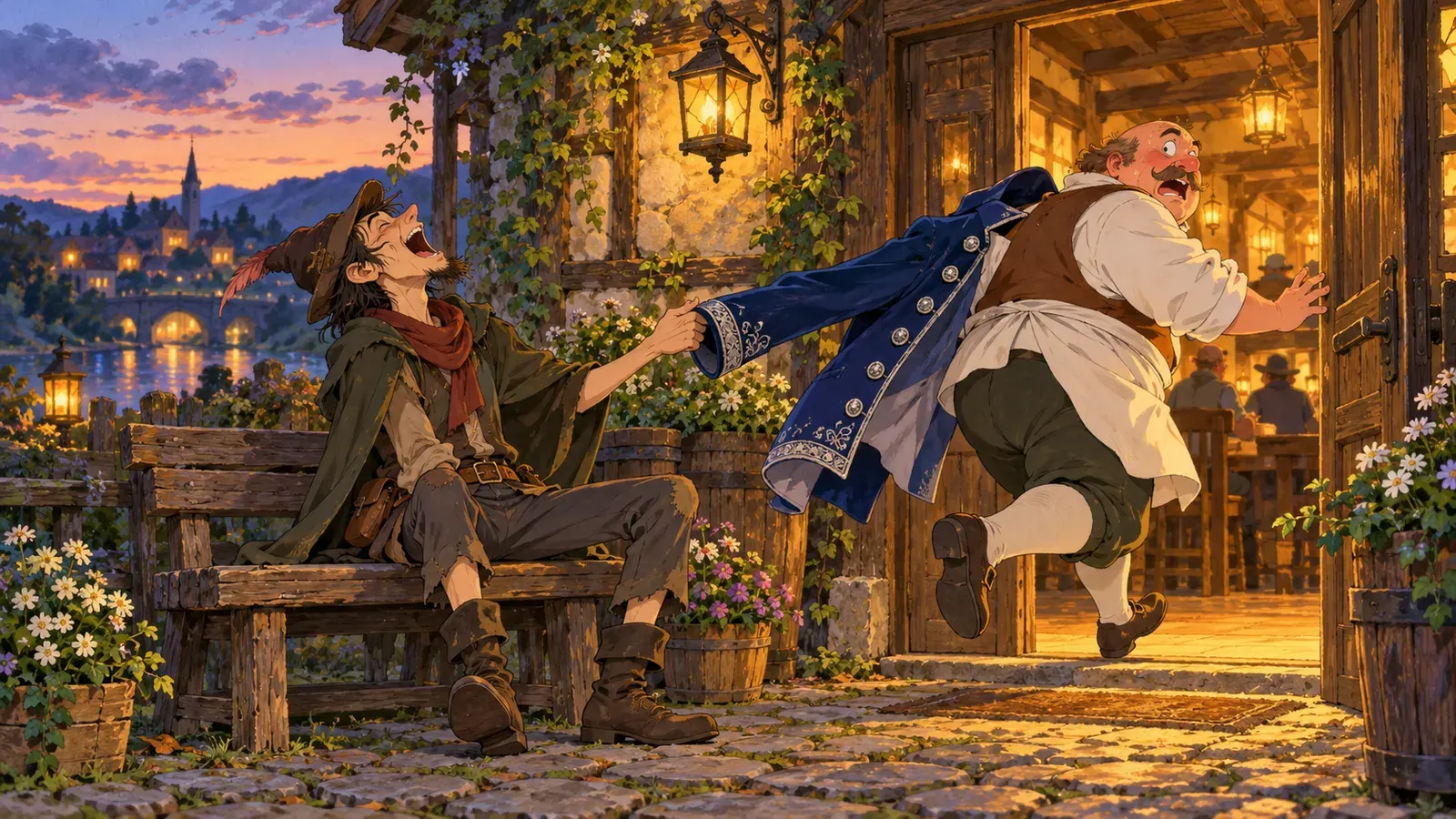 The Thief and the Innkeeper(泥棒と宿屋の主人)の挿絵