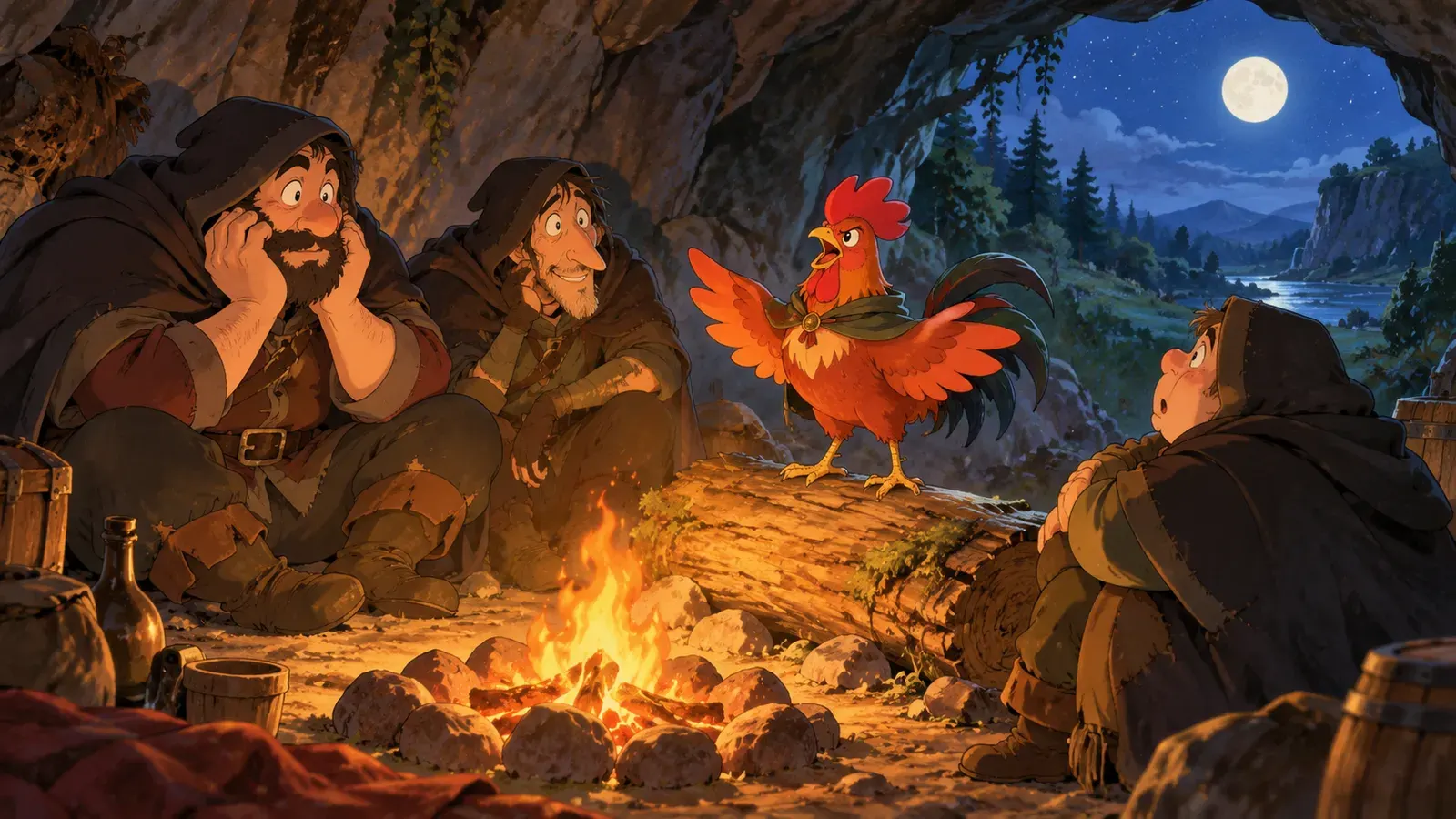 The Thieves and the Rooster（どろぼうとおんどり）の挿絵