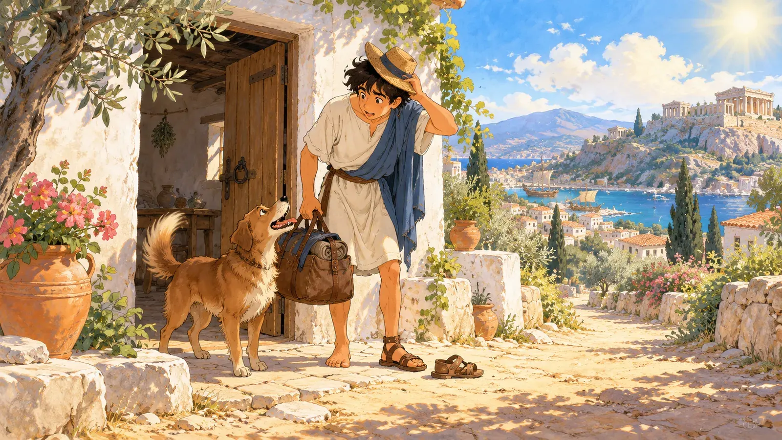 The Traveler and His Dog（旅人と犬）の挿絵