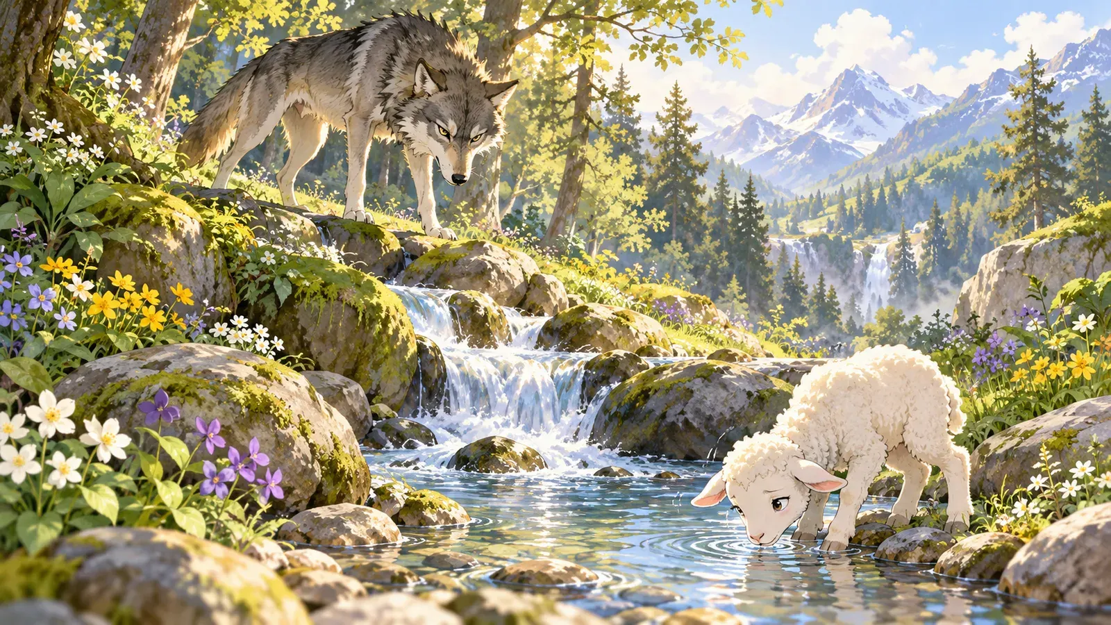 The Wolf and the Lamb(オオカミと子羊)の挿絵