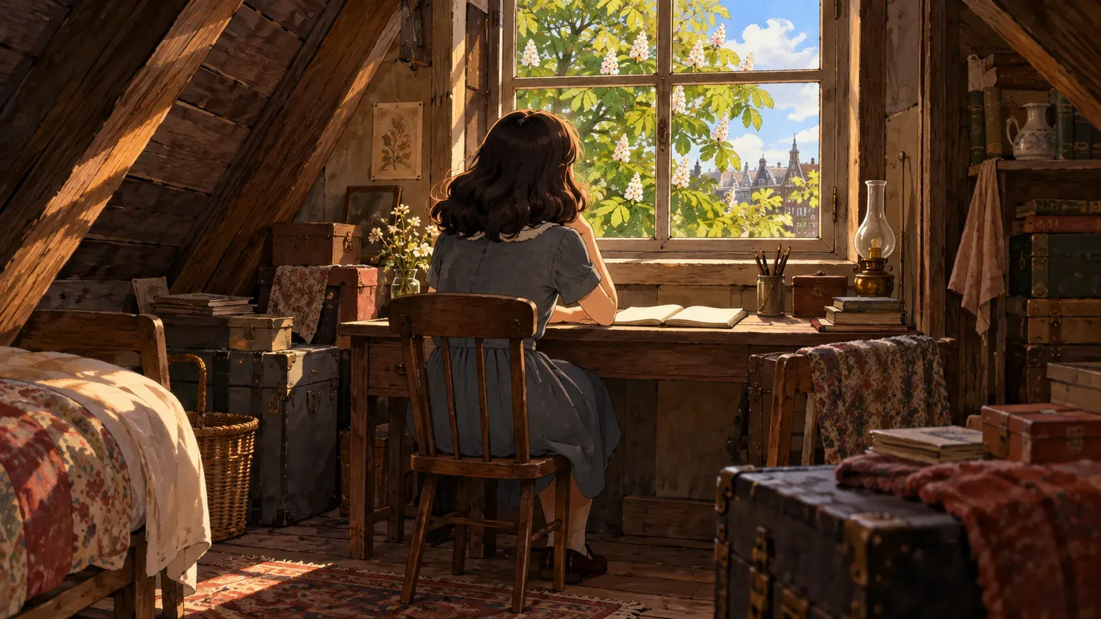 Anne Frank: The Girl Behind the Bookcase(アンネ・フランク 本棚のうしろの少女)の挿絵