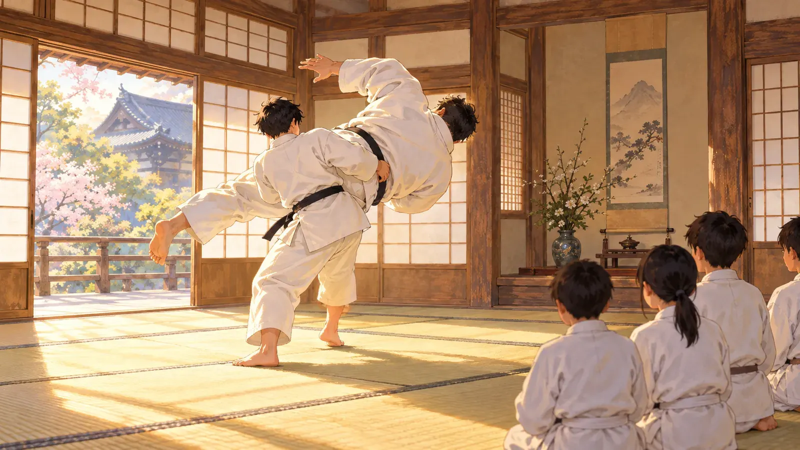 Kano Jigoro: The Small Boy Who Created Judo（嘉納治五郎――柔道を生んだ小さな少年）の挿絵