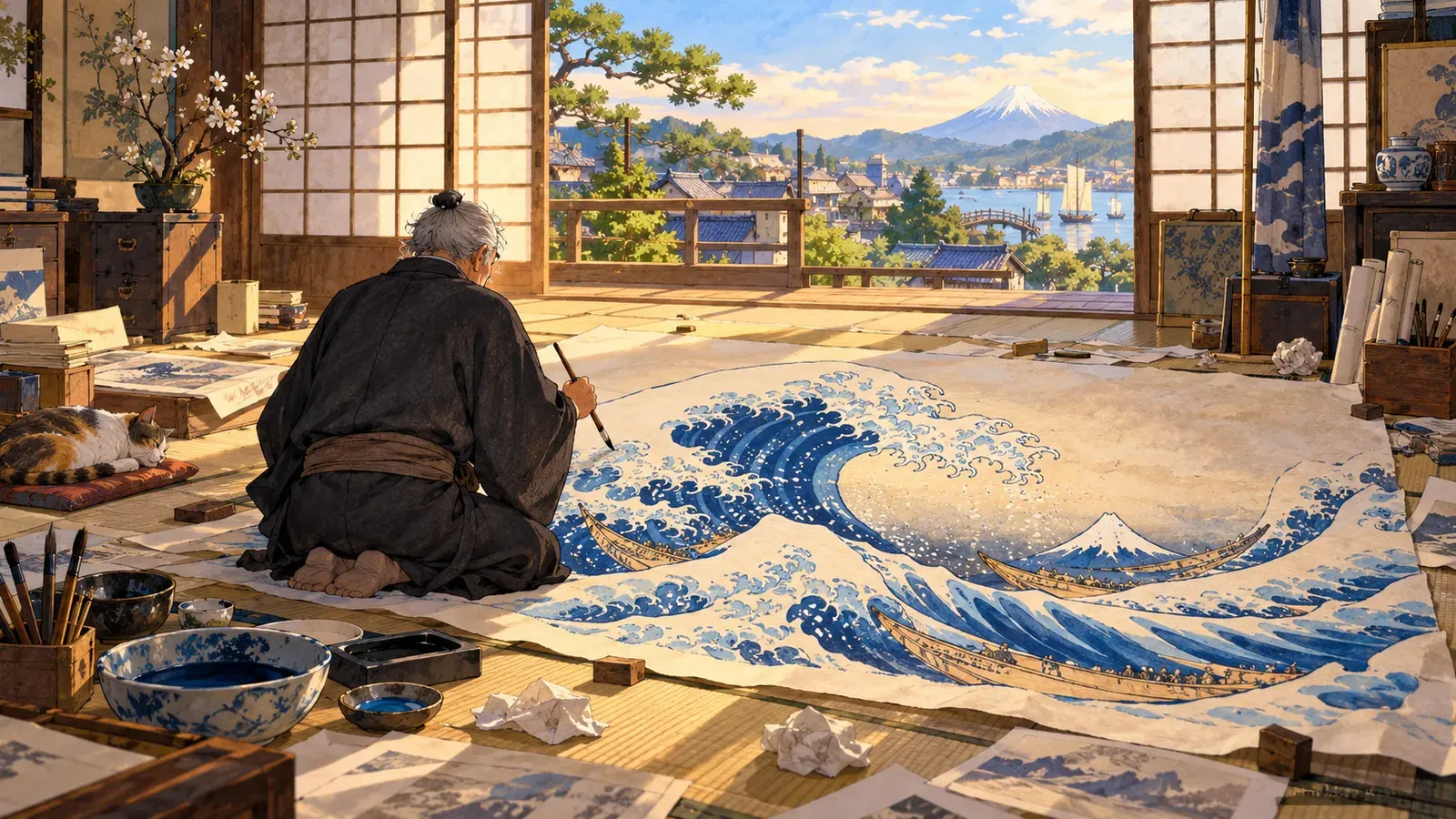 Hokusai: The Man Who Never Stopped Drawing(葛飾北斎――描くことをやめなかった人)の挿絵