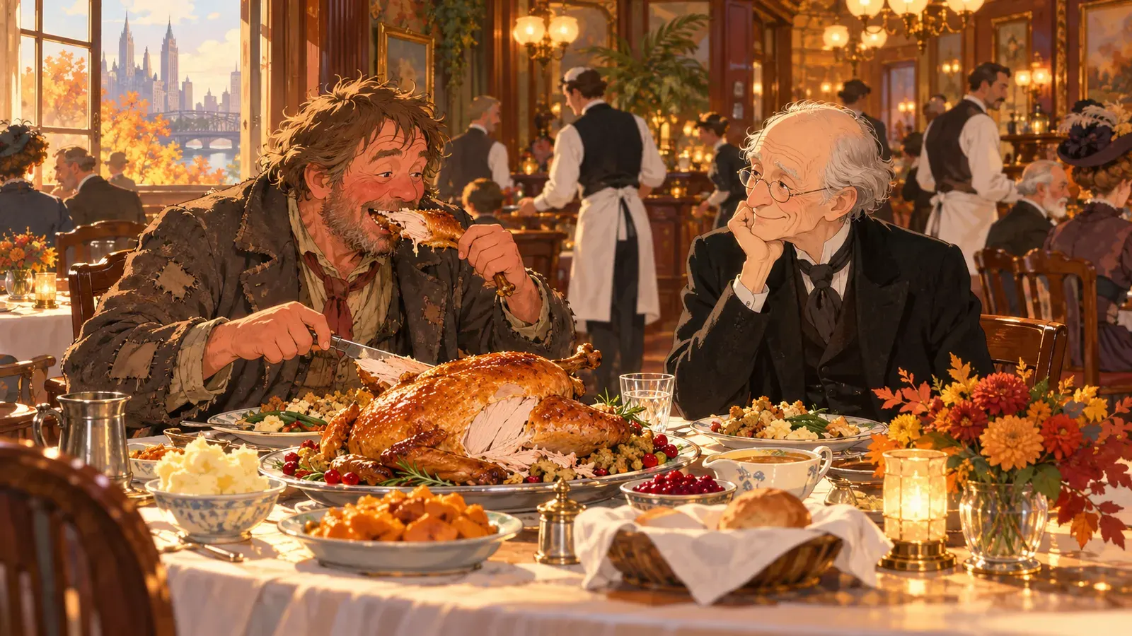 Two Thanksgiving Day Gentlemen(感謝祭の二人の紳士)の挿絵