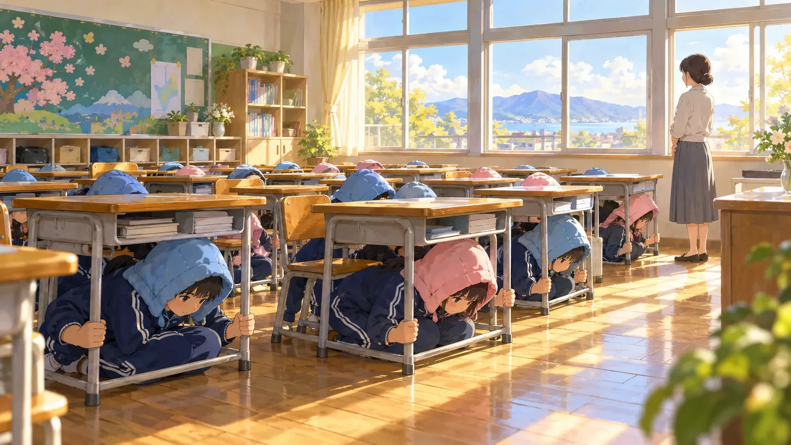 Ready for the Shaking(ゆれにそなえる:日本の防災)の挿絵