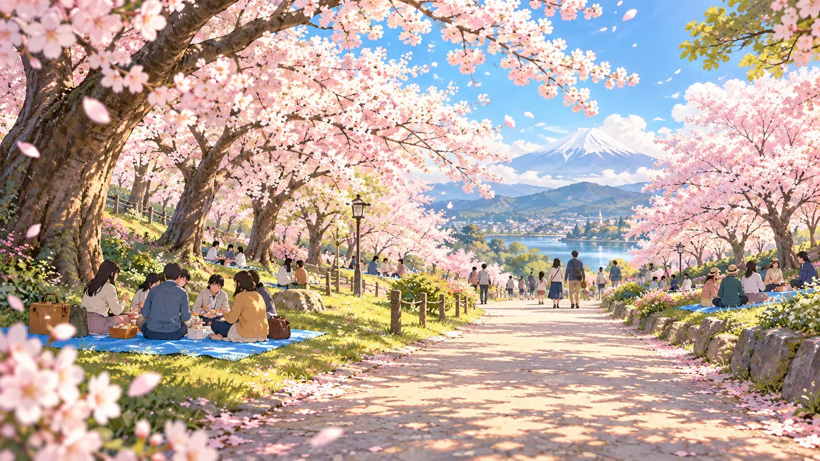 Hanami: A Picnic Under the Flowers(花見:花の下のピクニック)の挿絵