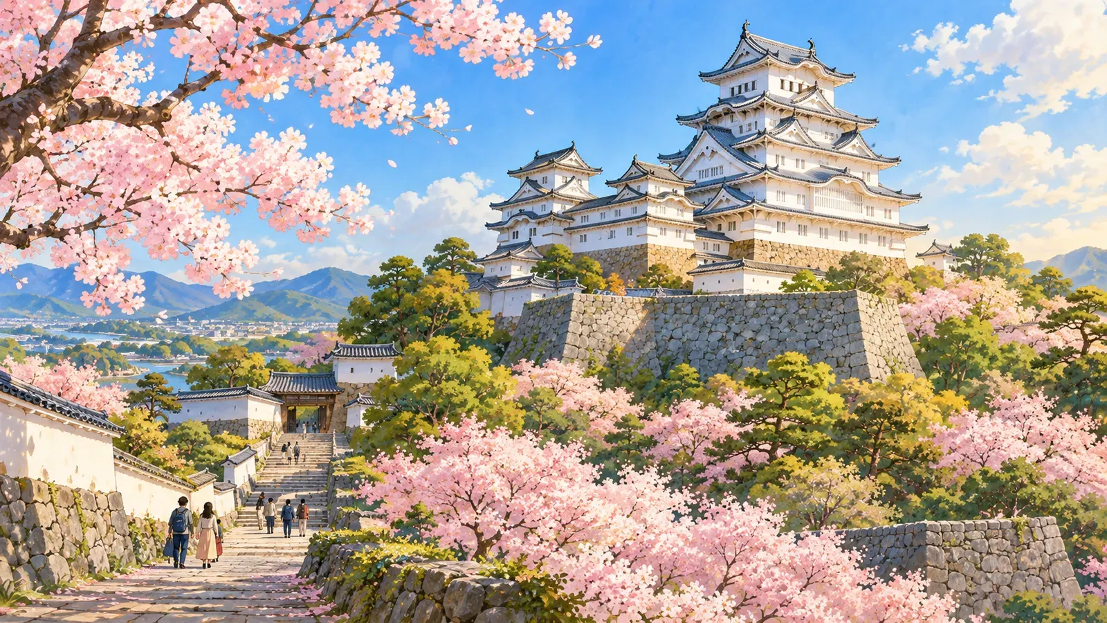 White Walls and Stone: The Story of Japan's Castles（白い壁と石垣：日本の城の物語）の挿絵