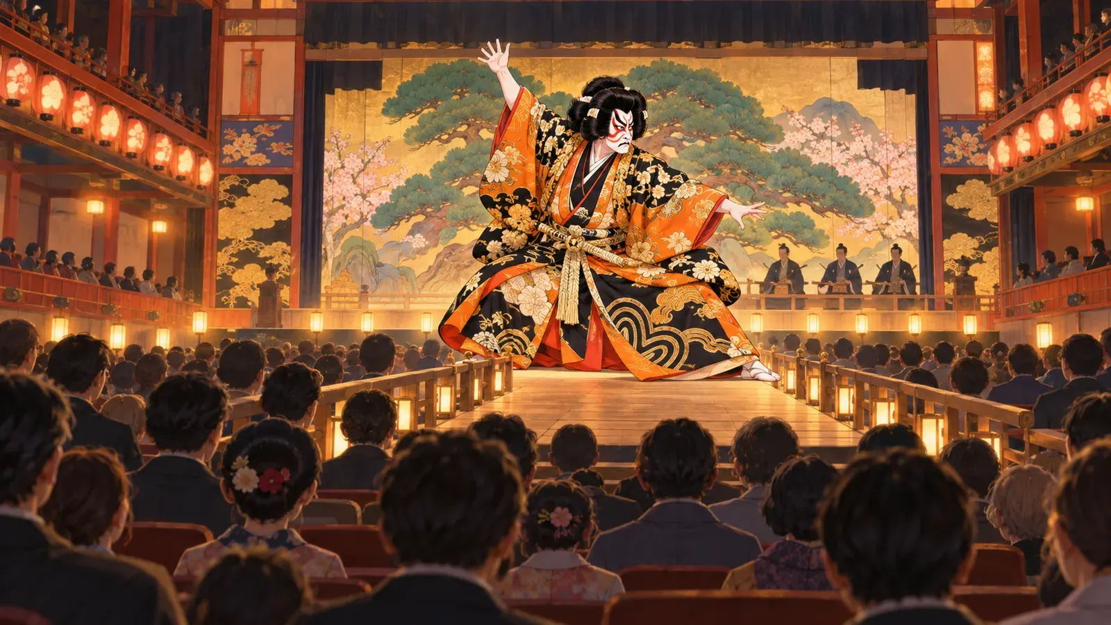 Kabuki and Noh: Two Faces of the Japanese Stage(歌舞伎と能:日本の舞台の二つの顔)の挿絵