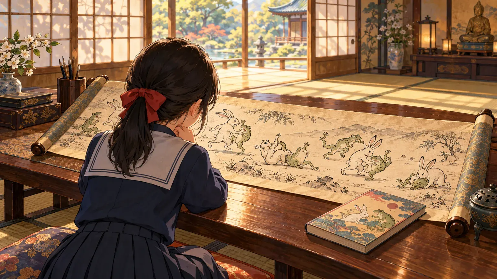 From Scrolls to Screens: The Story of Manga and Anime(絵巻からスクリーンへ:マンガとアニメの物語)の挿絵