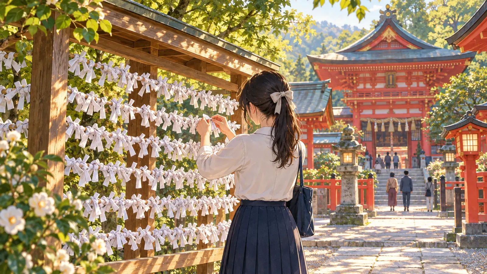 Lucky Charms and Paper Fortunes（お守りとおみくじ）の挿絵