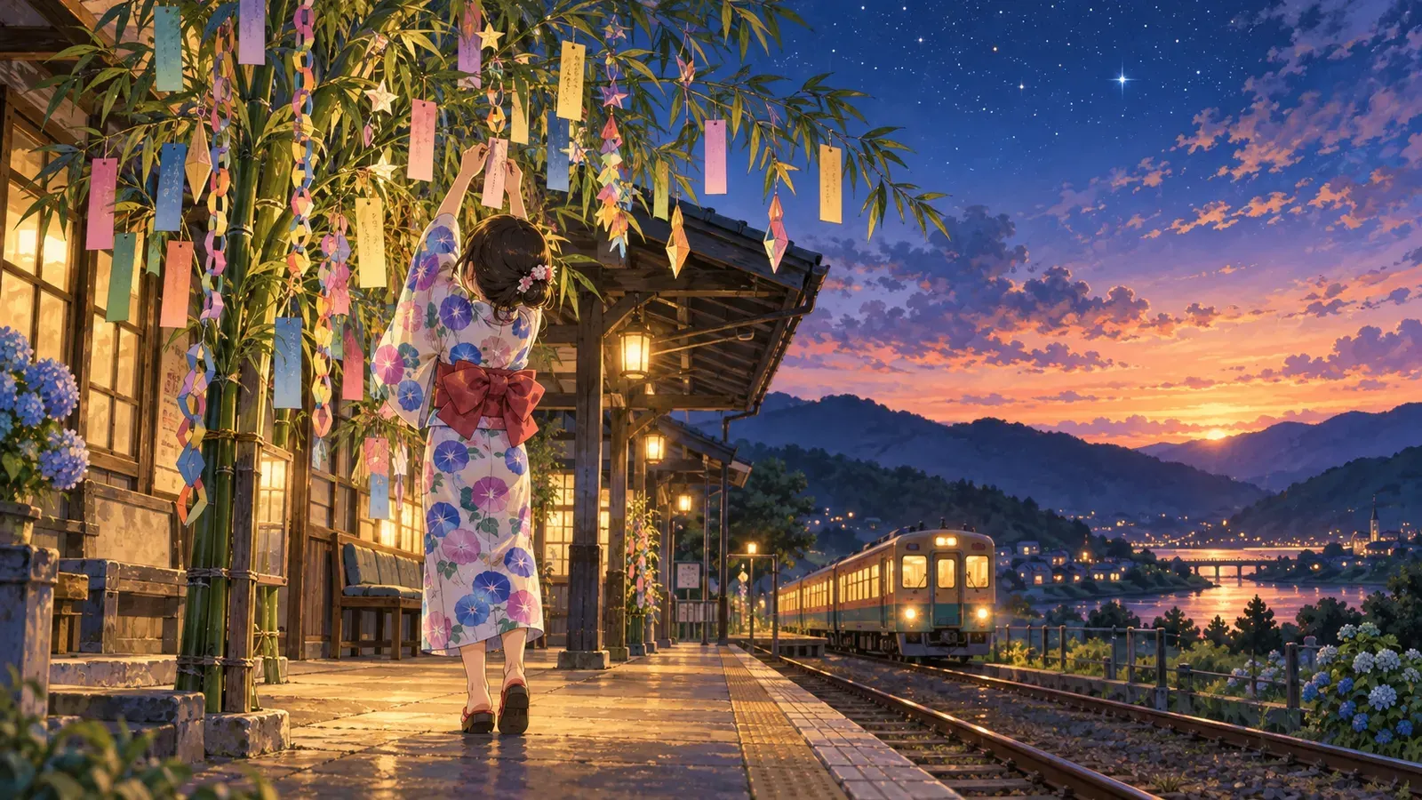 Tanabata Today: Wishes on Bamboo(いまの七夕:竹に願いを)の挿絵