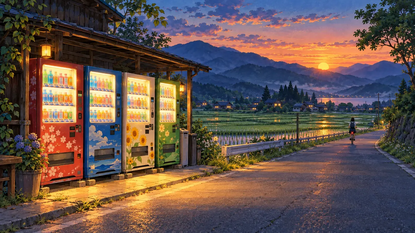 A Machine on Every Corner(どの角にも自動販売機)の挿絵