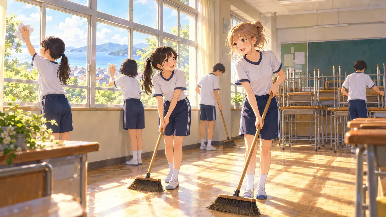 Why Do Japanese Students Clean Their Schools?(日本の生徒はなぜ教室をそうじするのか)の挿絵