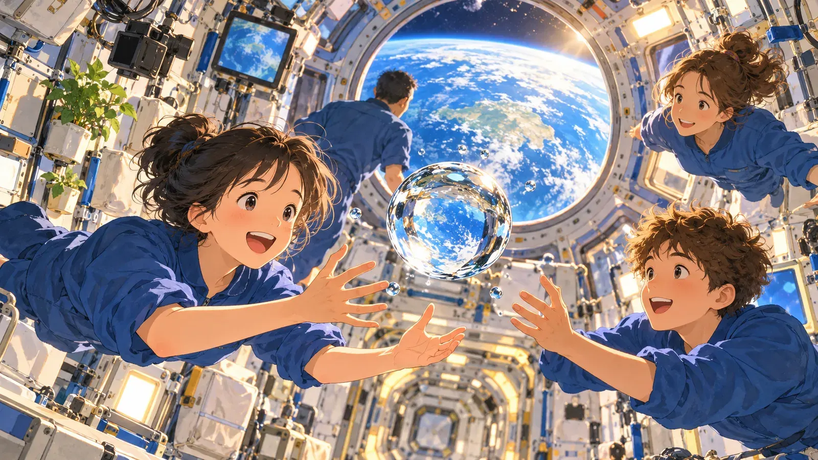 A Day on the Space Station(宇宙ステーションのくらし)の挿絵