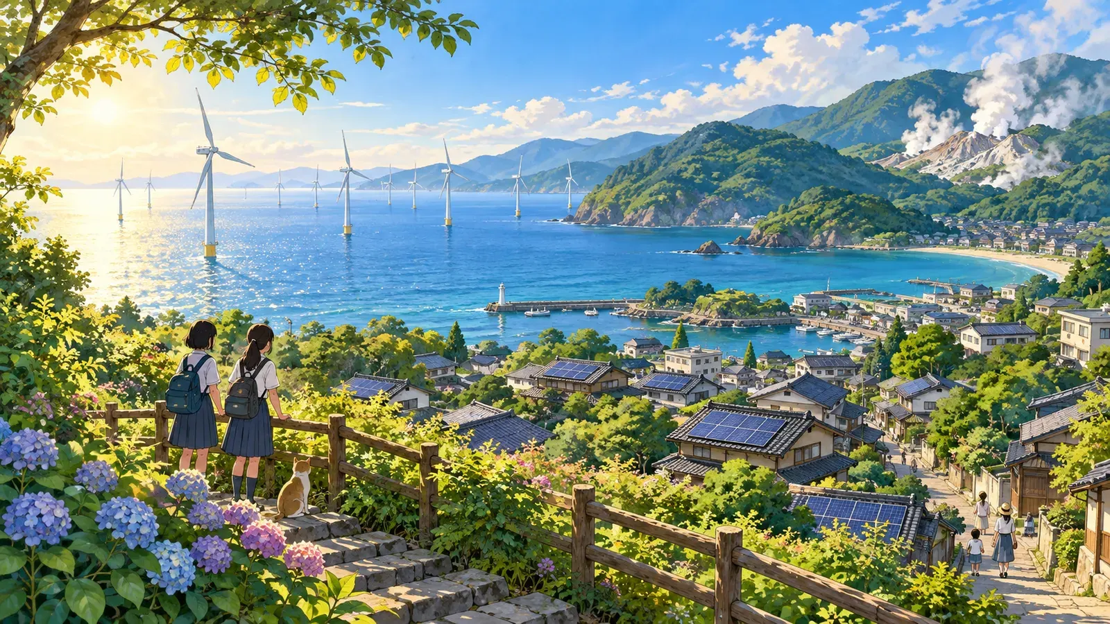Power from the Sun, Wind, and Earth(太陽・風・大地からの電気 再生可能エネルギー)の挿絵