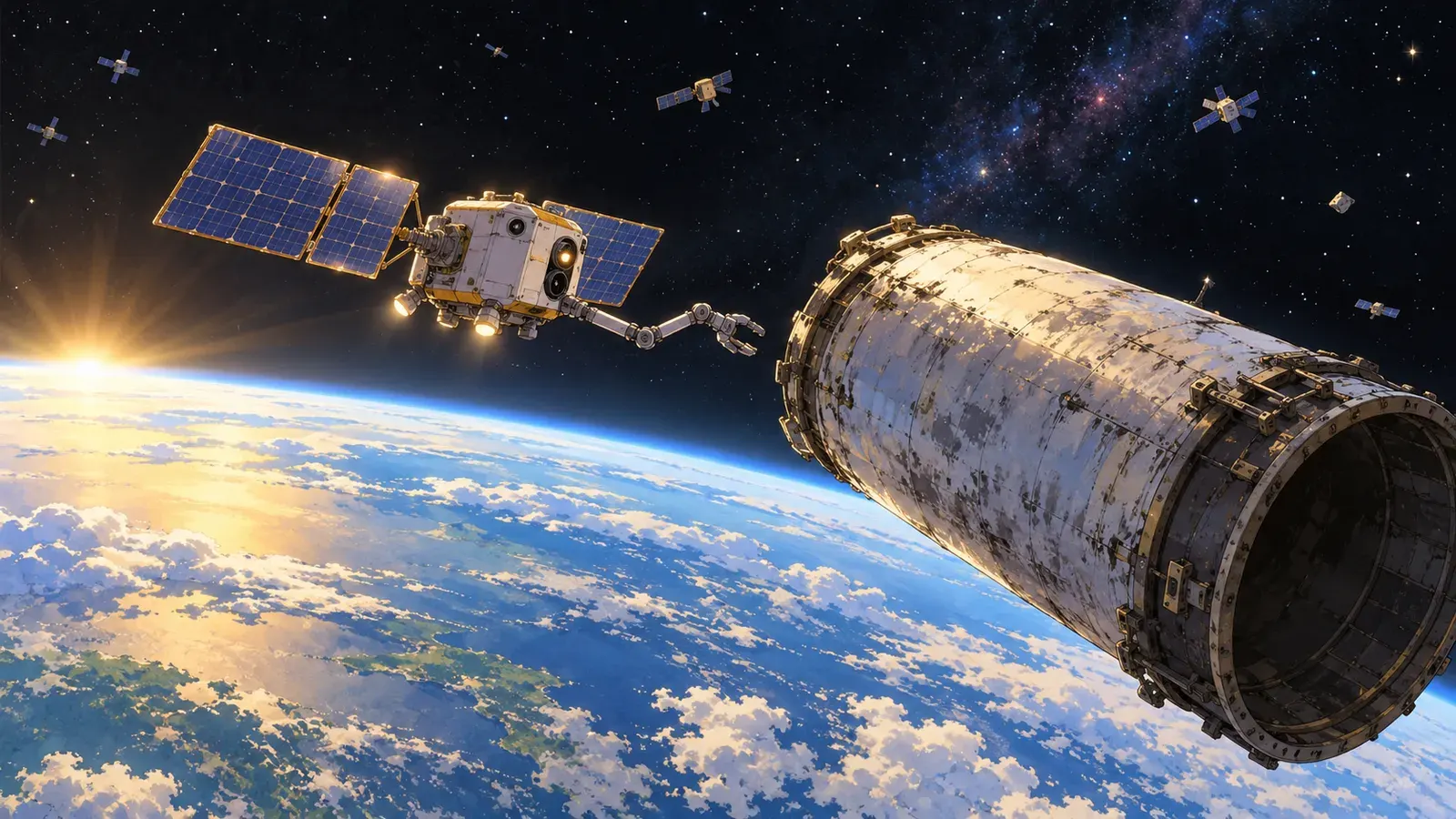 Space Junk: Trash Around the Earth（宇宙ごみ――地球のまわりのごみ問題）の挿絵