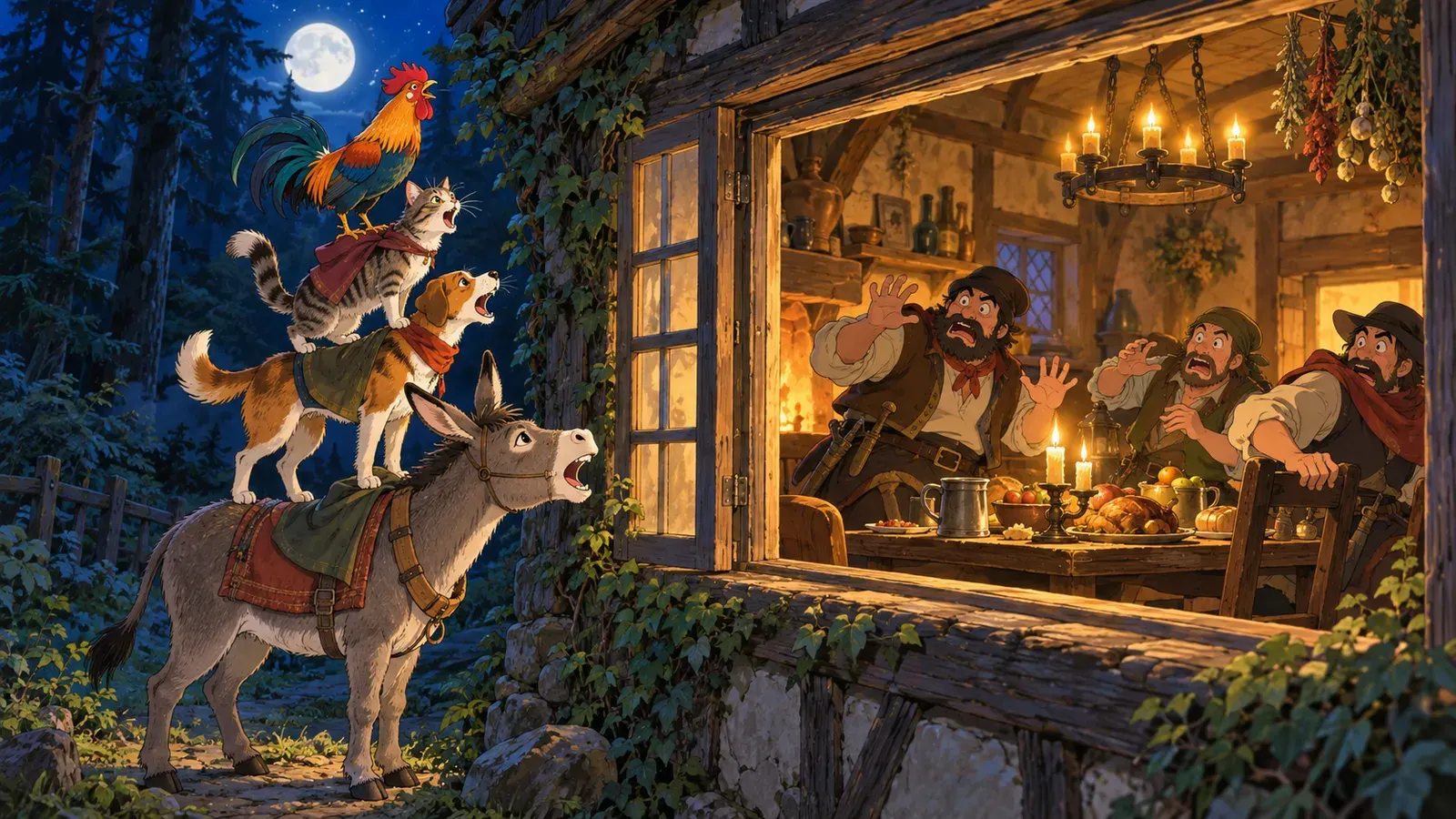 The Bremen Town Musicians(ブレーメンの音楽隊)の挿絵