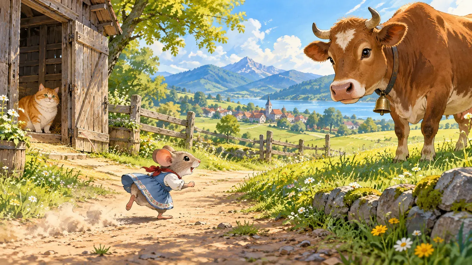The Cat and the Mouse(ネコとネズミ)の挿絵