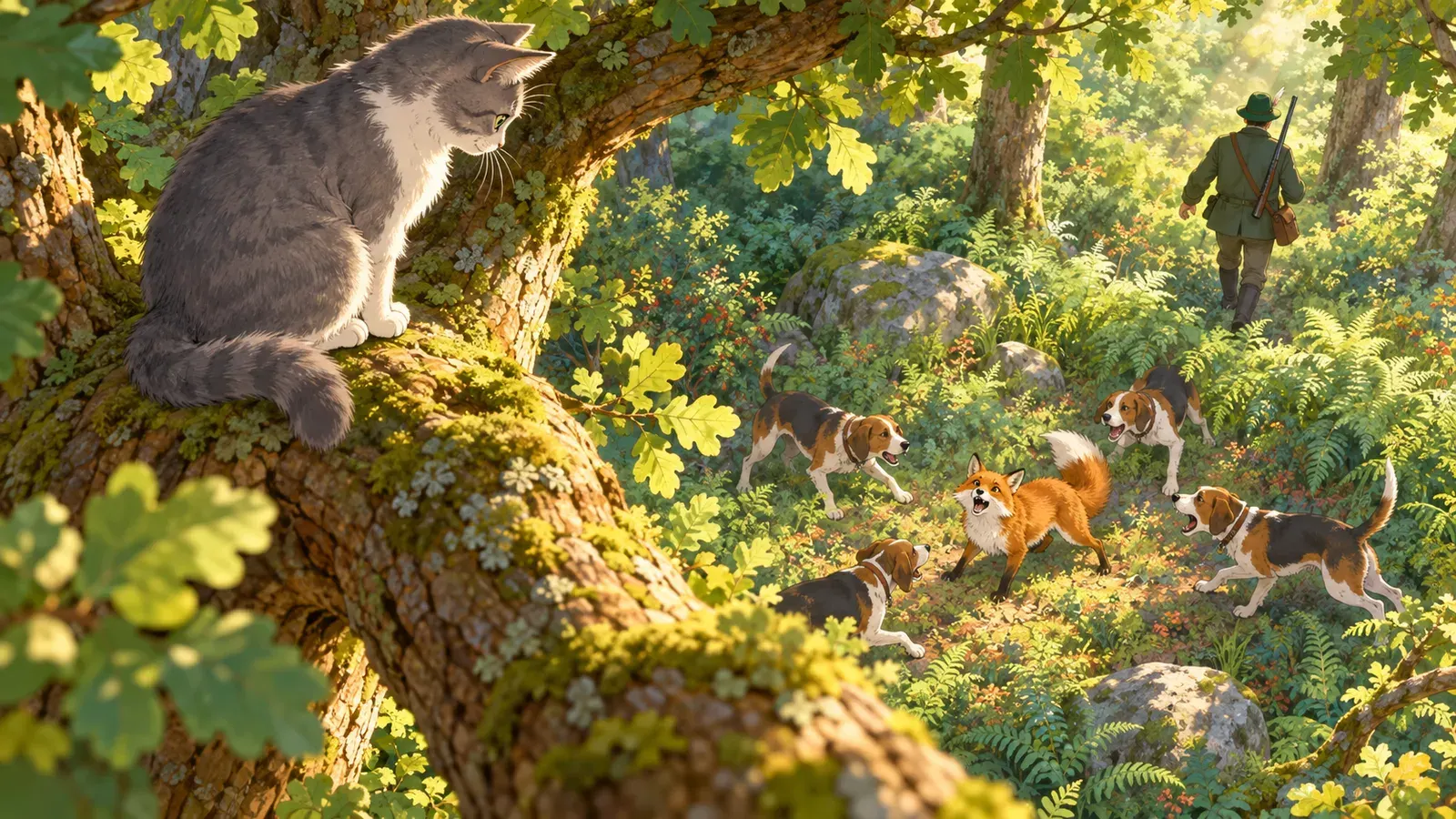 The Fox and the Cat（キツネと猫）の挿絵