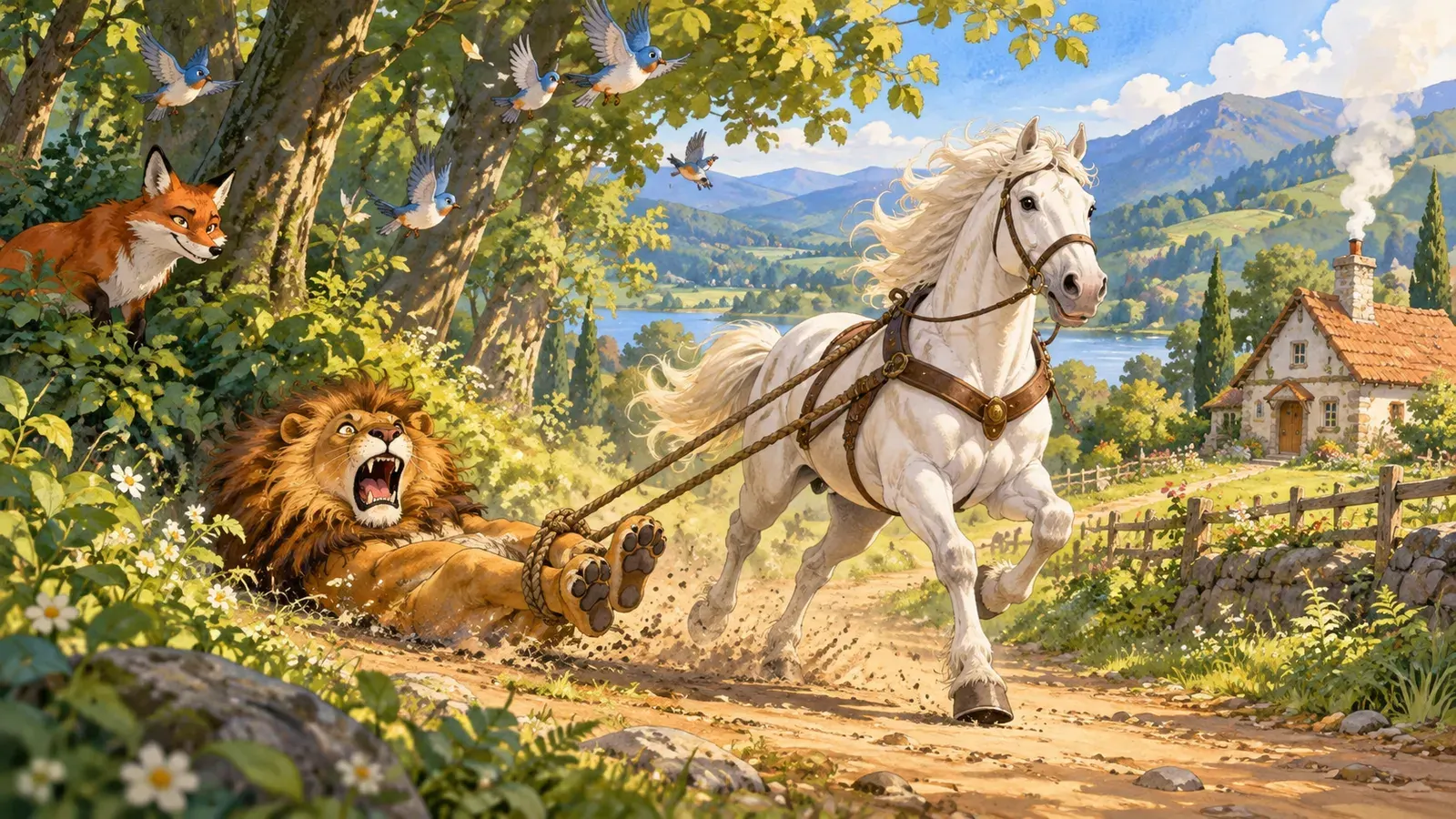 The Fox and the Horse(キツネと馬)の挿絵