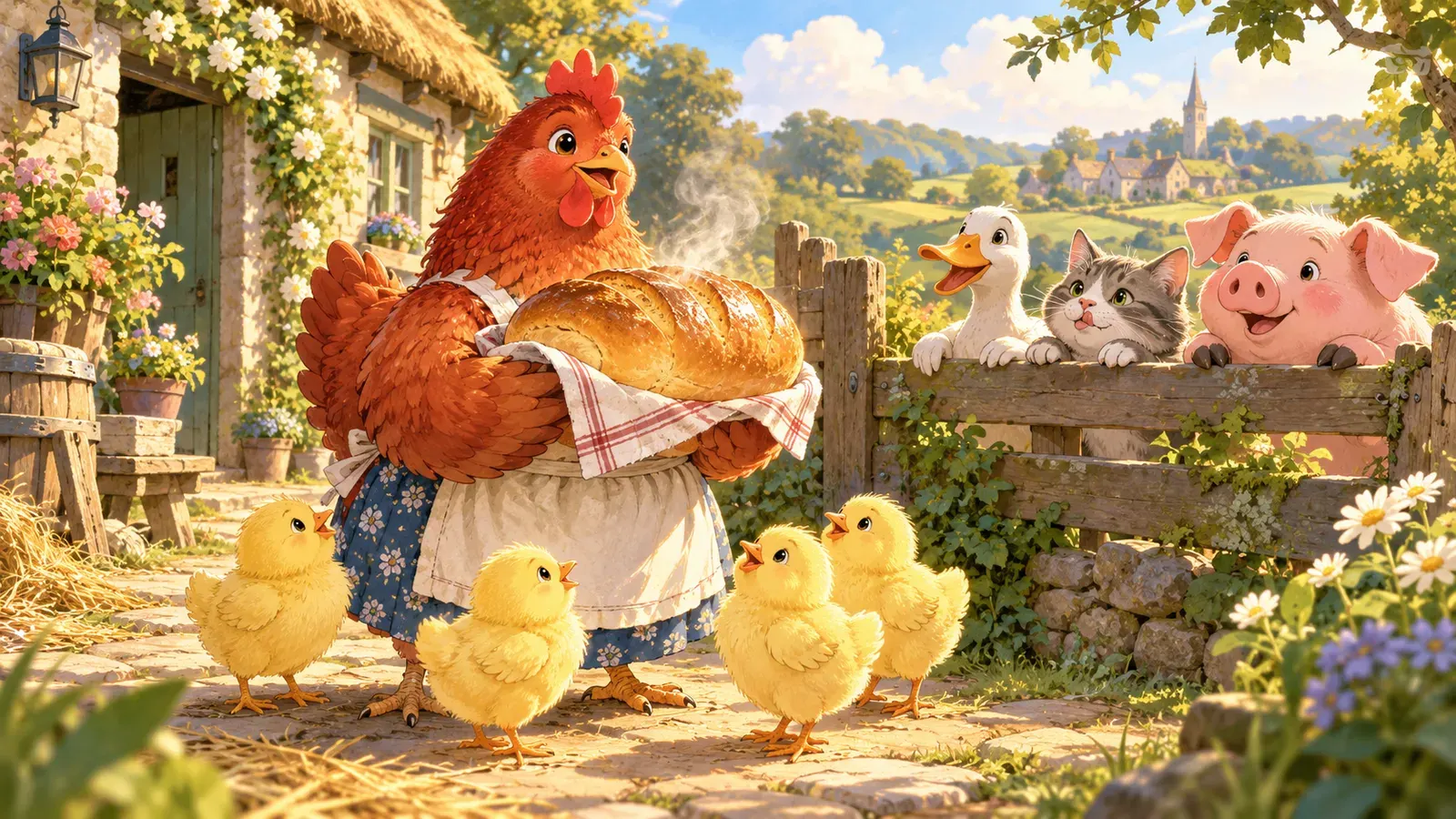 The Little Red Hen(小さな赤いめんどり)の挿絵