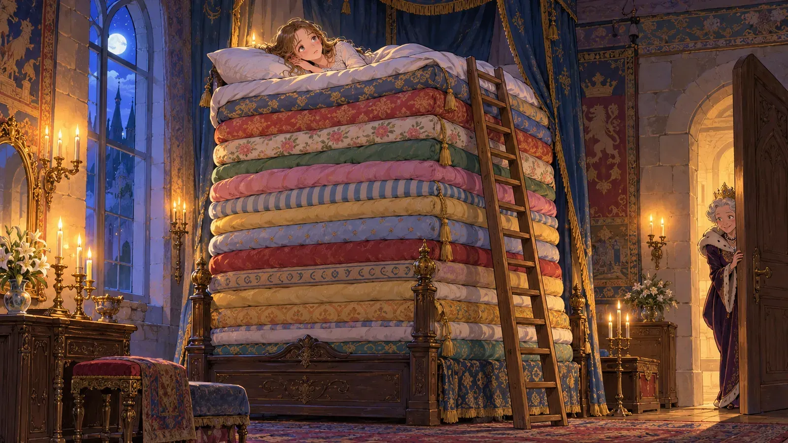 The Princess and the Pea（えんどう豆の上に寝たお姫さま）の挿絵
